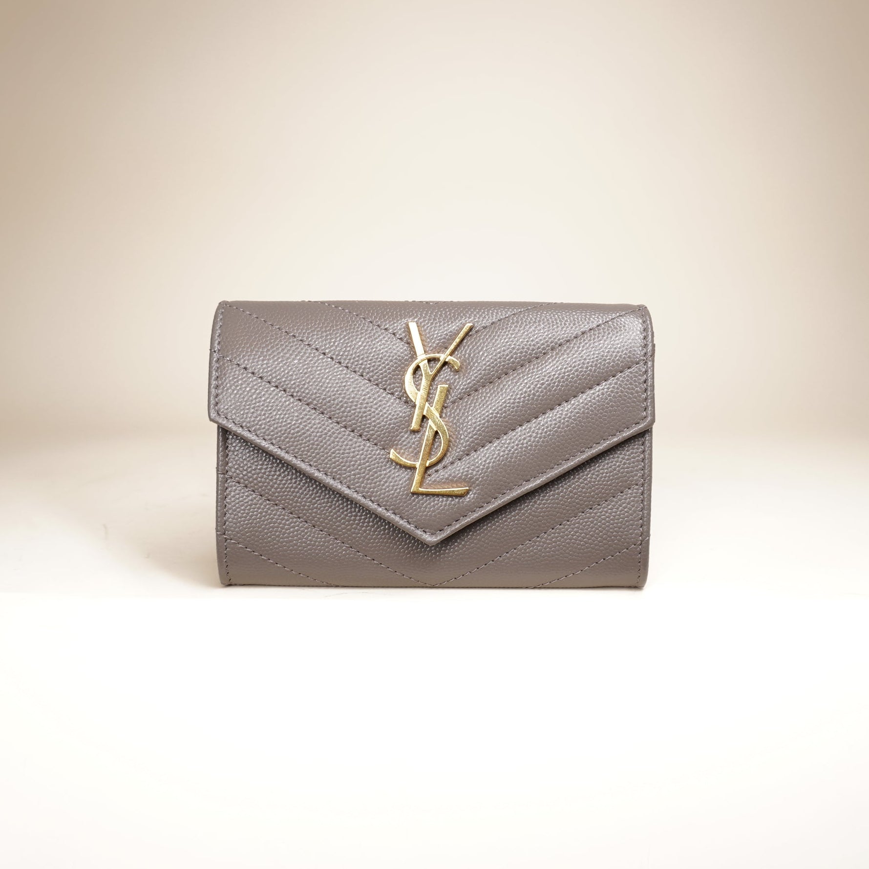 PRE-OWNED Grey Small Monogram Matelassé Envelope Wallet