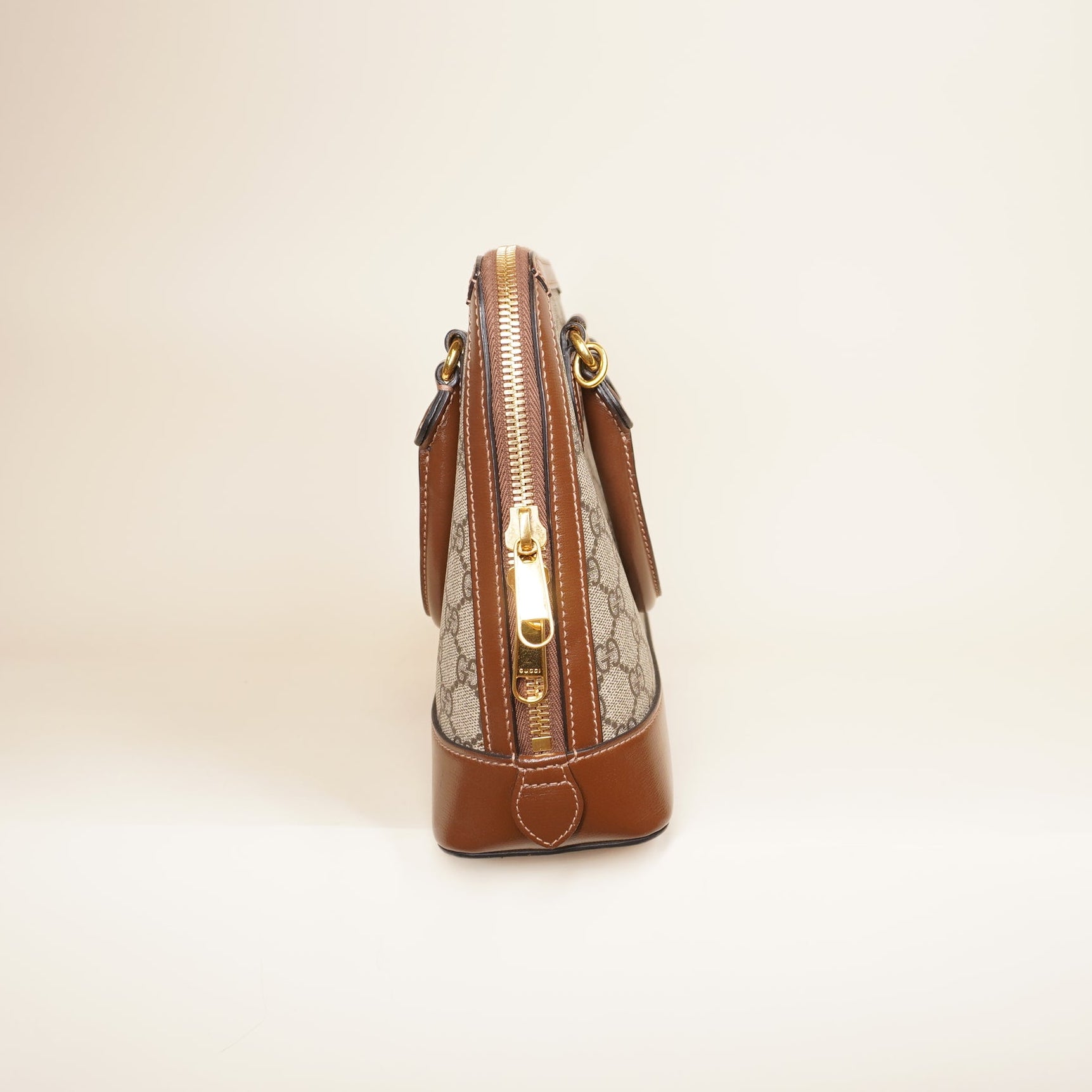 PRE-OWNED GG Supreme Monogram Azalea Calfskin Small Horsebit 1955 Shoulder Bag