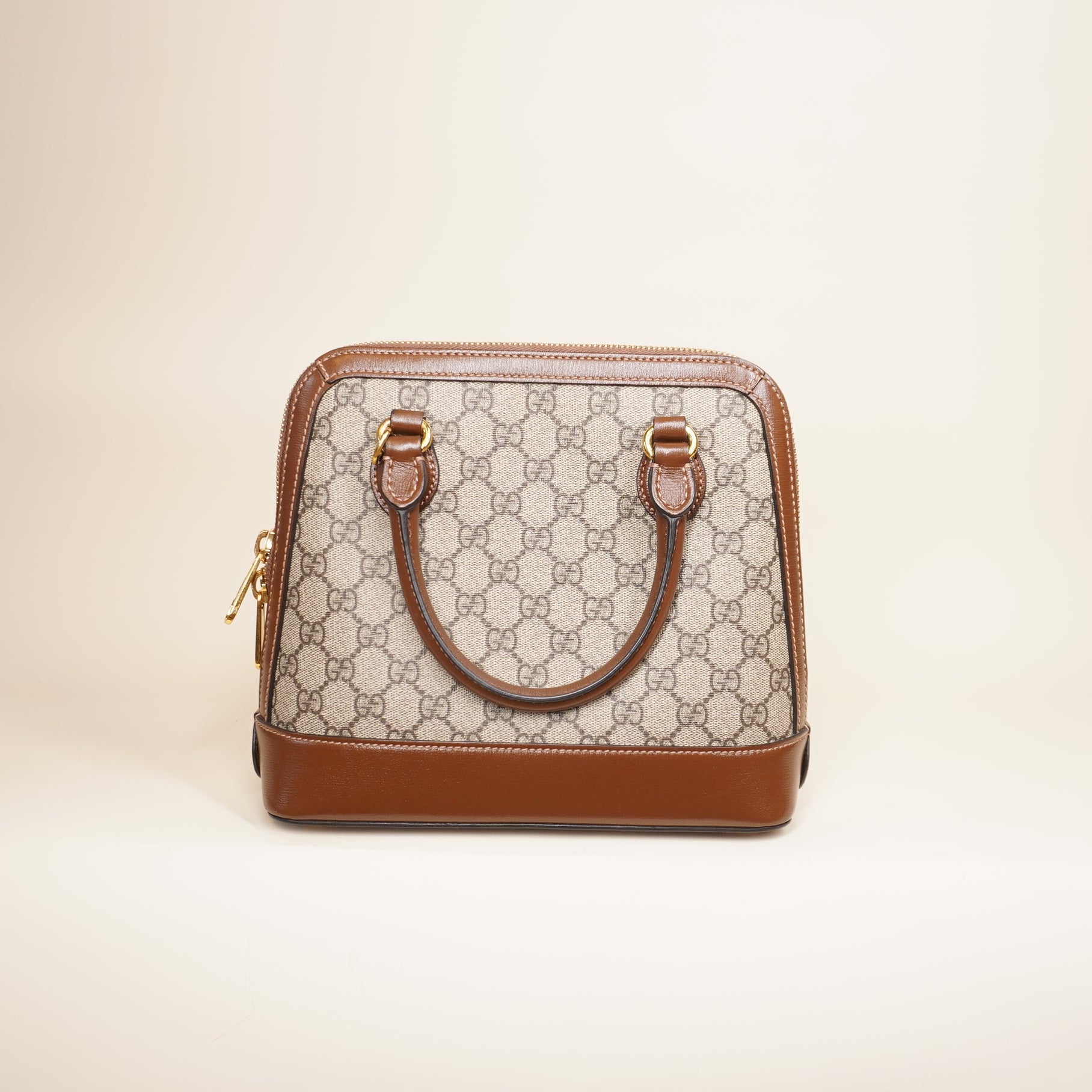 PRE-OWNED GG Supreme Monogram Azalea Calfskin Small Horsebit 1955 Shoulder Bag