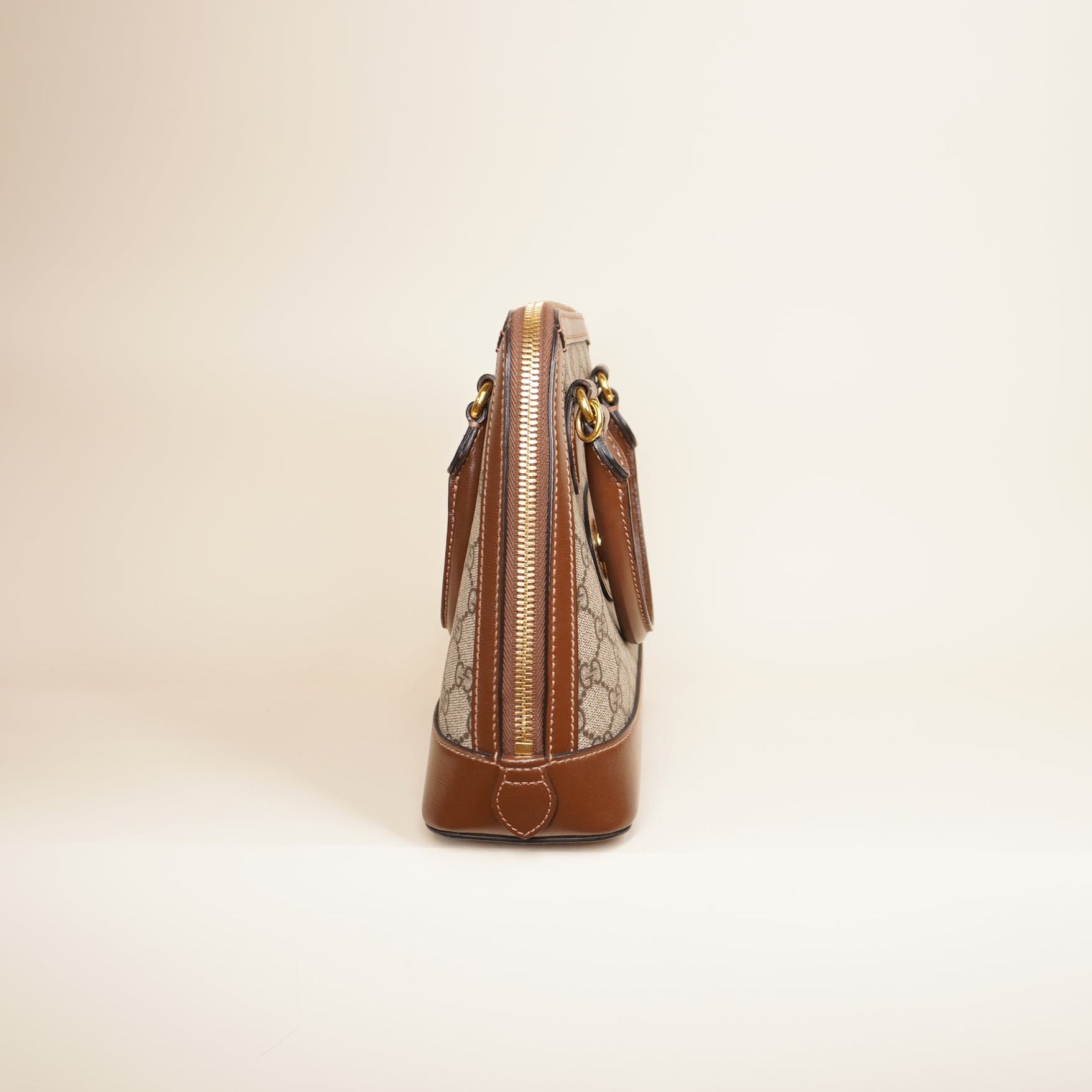 PRE-OWNED GG Supreme Monogram Azalea Calfskin Small Horsebit 1955 Shoulder Bag