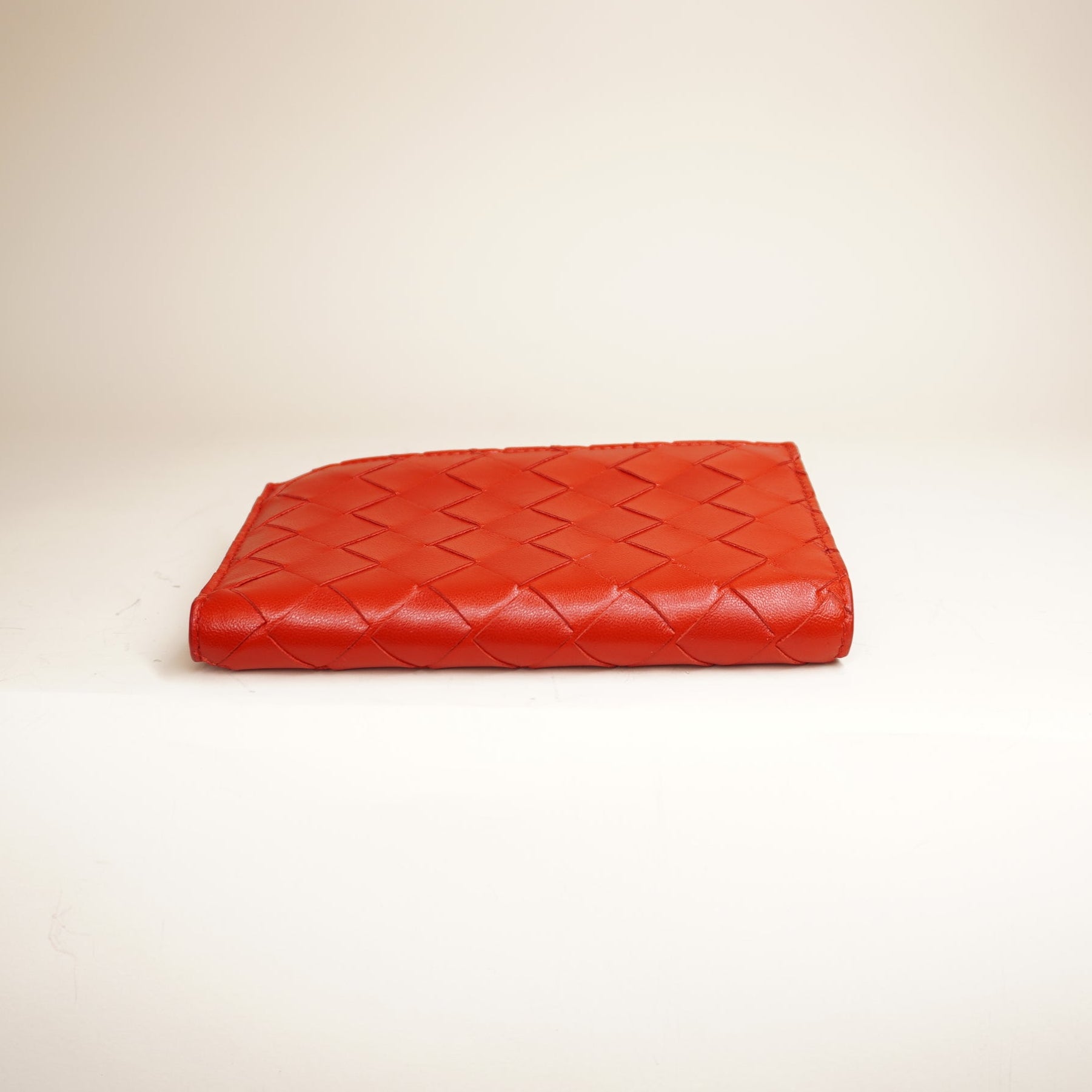 PRE-OWNED Intrecciato French Purse Intrecciato Weave Wallet Red