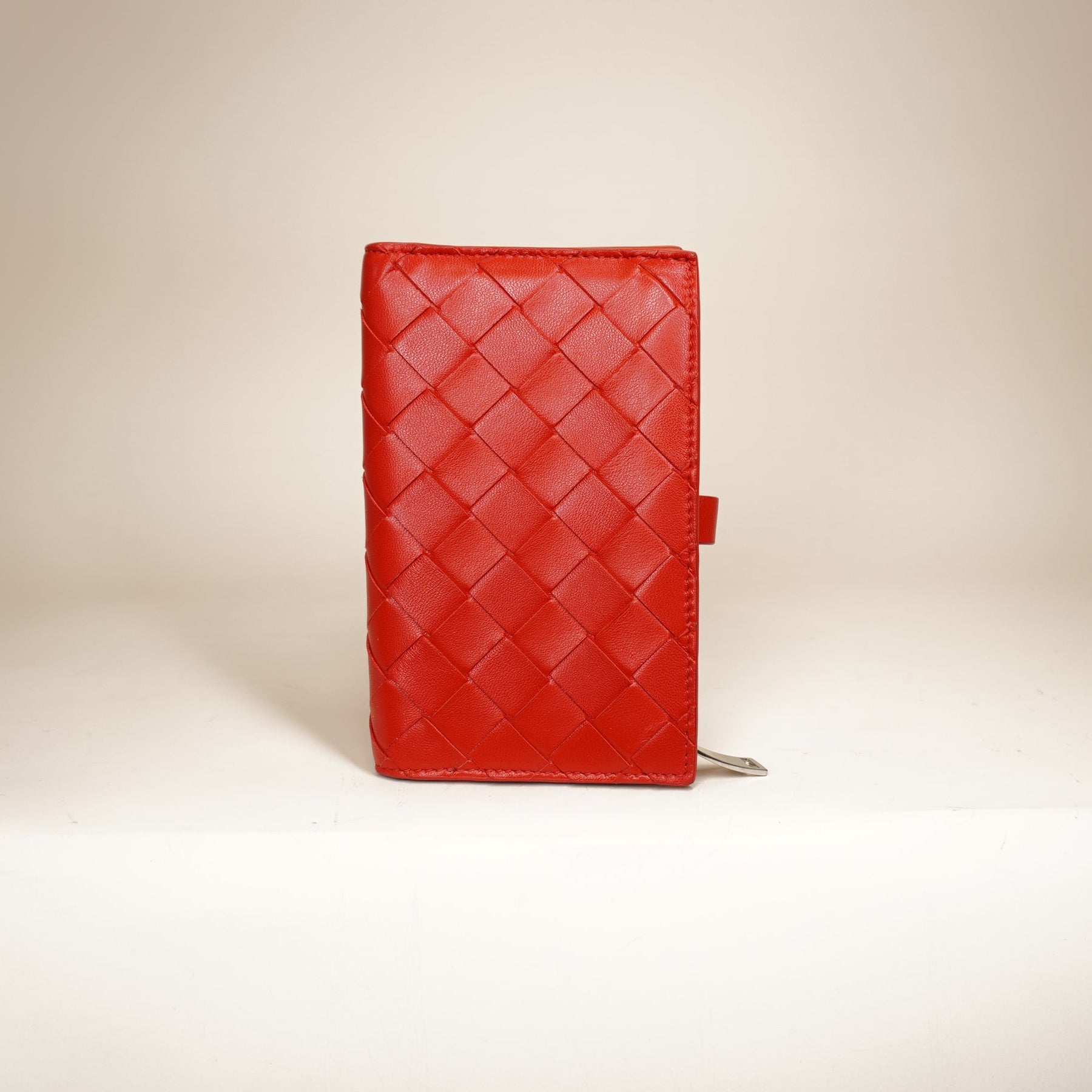PRE-OWNED Intrecciato French Purse Intrecciato Weave Wallet Red