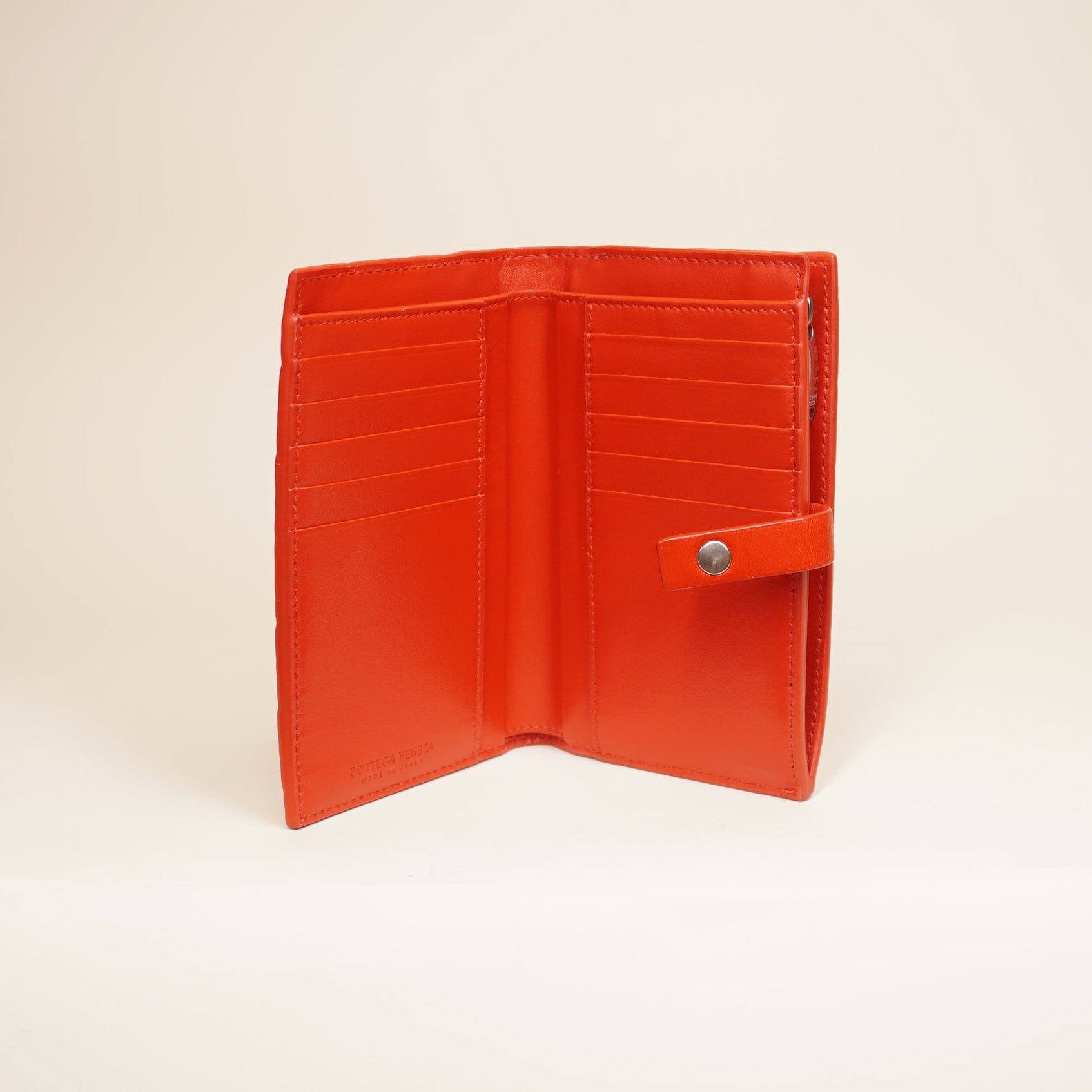 PRE-OWNED Intrecciato French Purse Intrecciato Weave Wallet Red