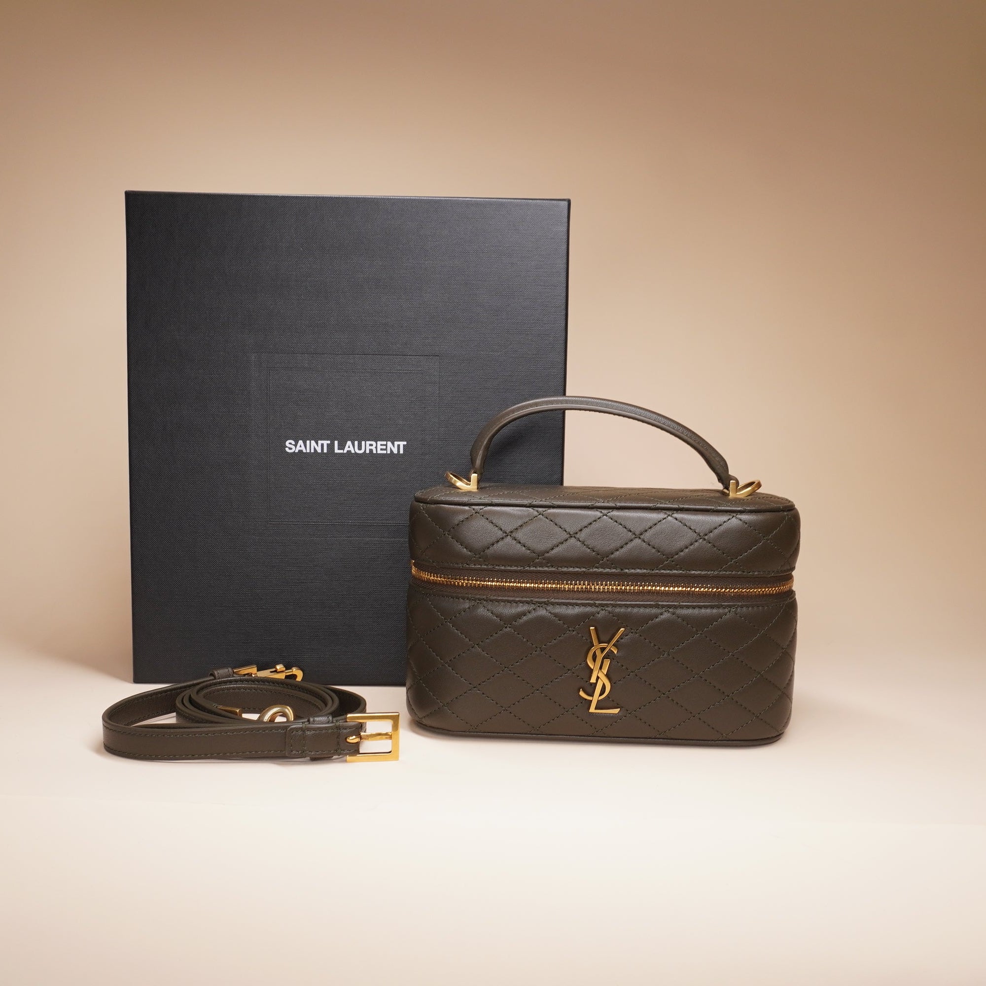 PRE-OWNED Lambskin Quilted Gaby Vanity Case Crossbody Bag