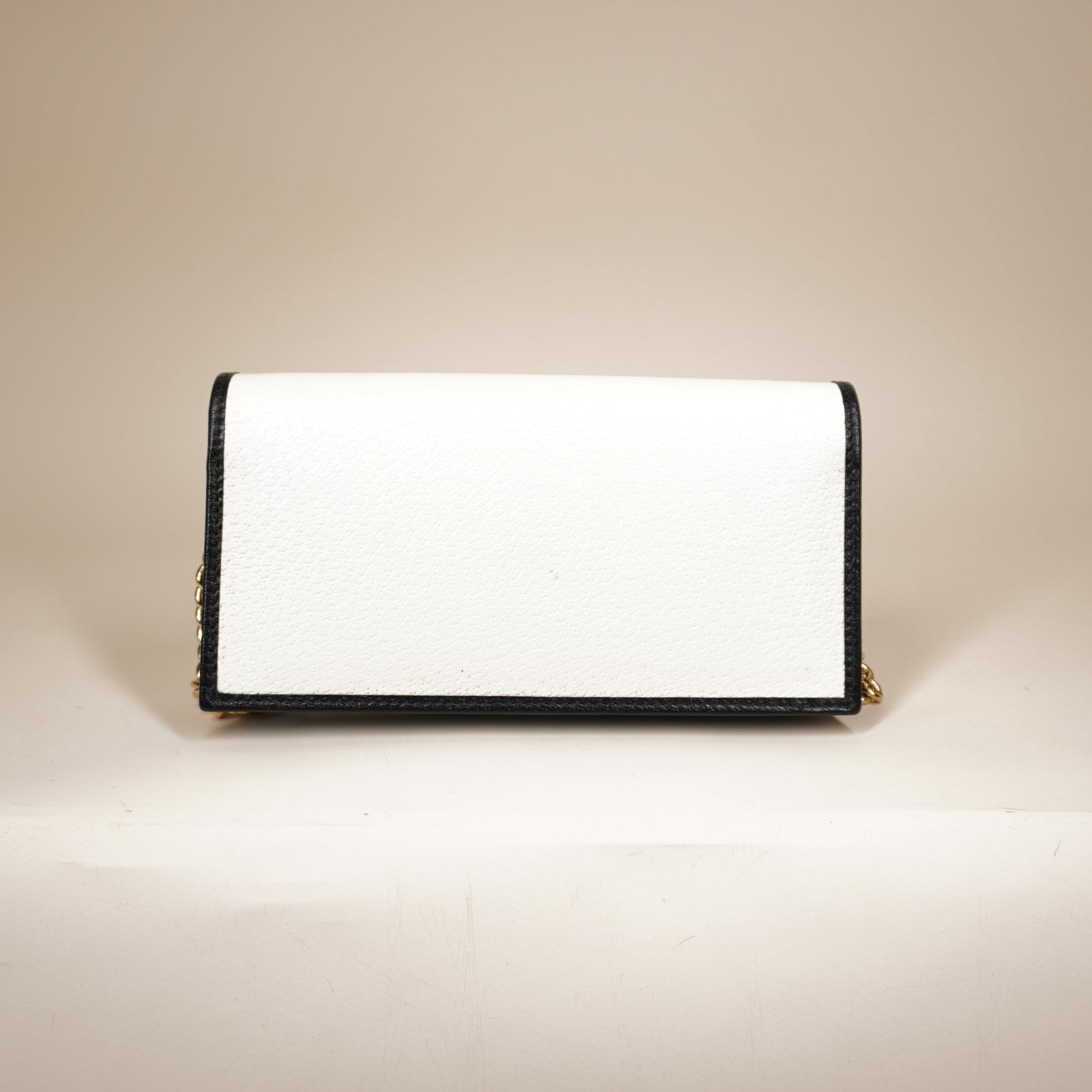 PRE-OWENED X ADIDAS Textured Dollar Calfskin Trefoil Embossed WOC Off White Black