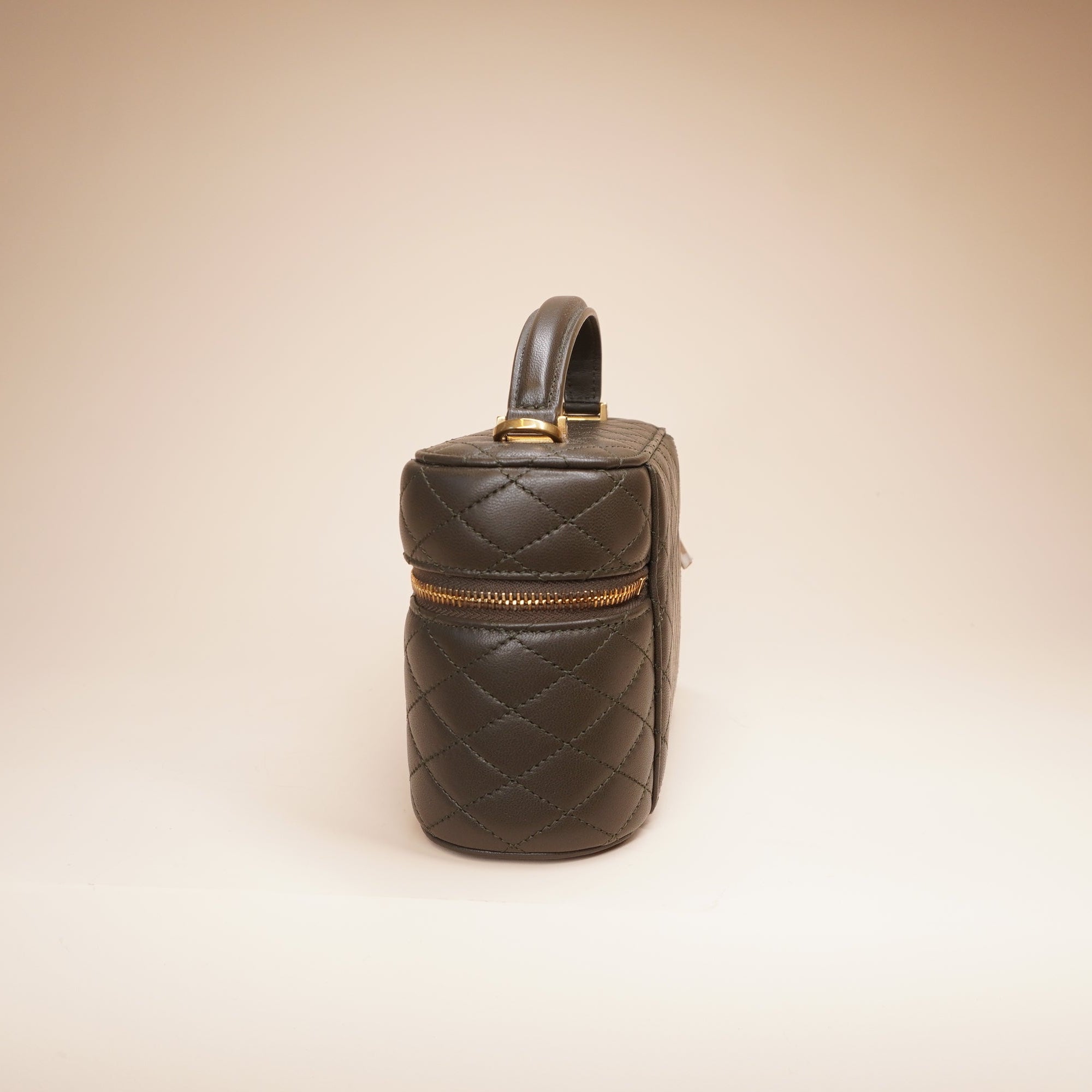 PRE-OWNED Lambskin Quilted Gaby Vanity Case Crossbody Bag