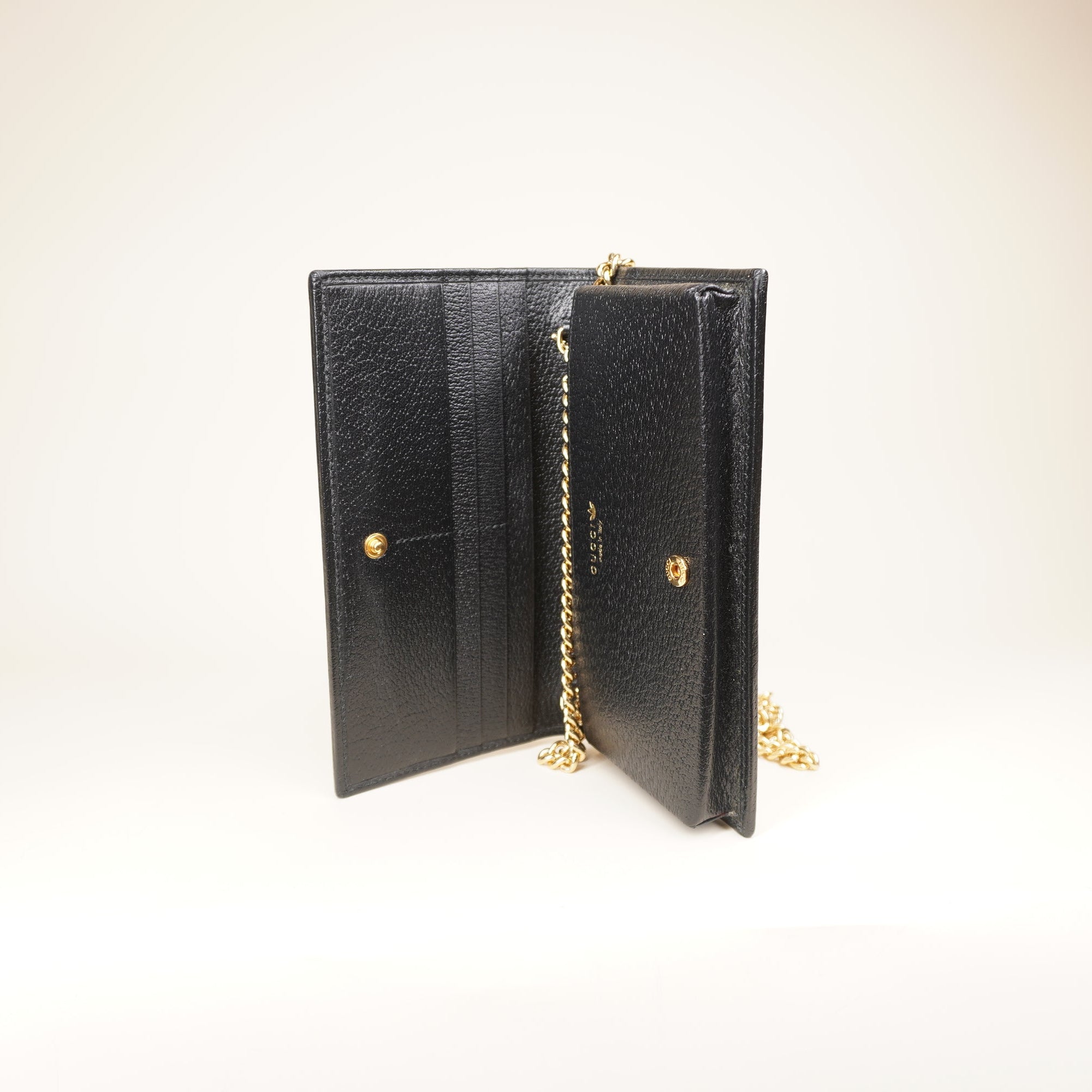 PRE-OWENED X ADIDAS Textured Dollar Calfskin Trefoil Embossed WOC Off White Black