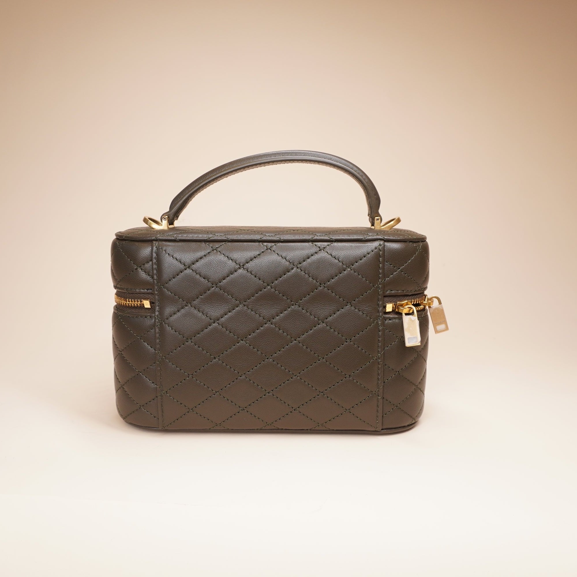 PRE-OWNED Lambskin Quilted Gaby Vanity Case Crossbody Bag