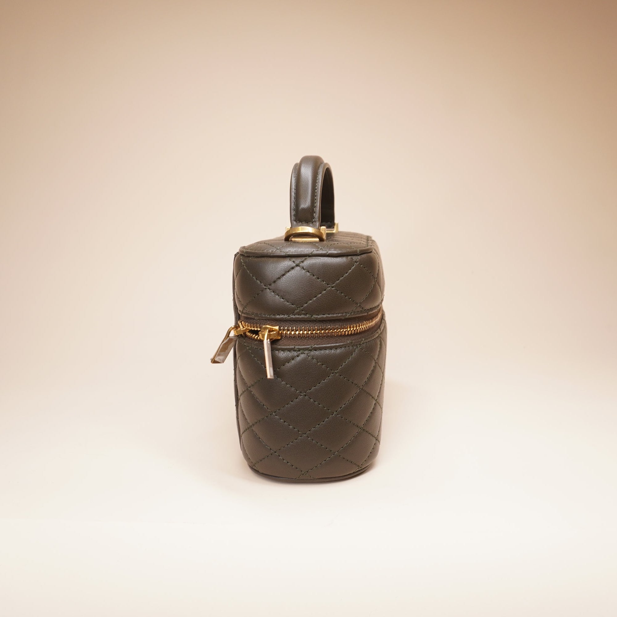 PRE-OWNED Lambskin Quilted Gaby Vanity Case Crossbody Bag