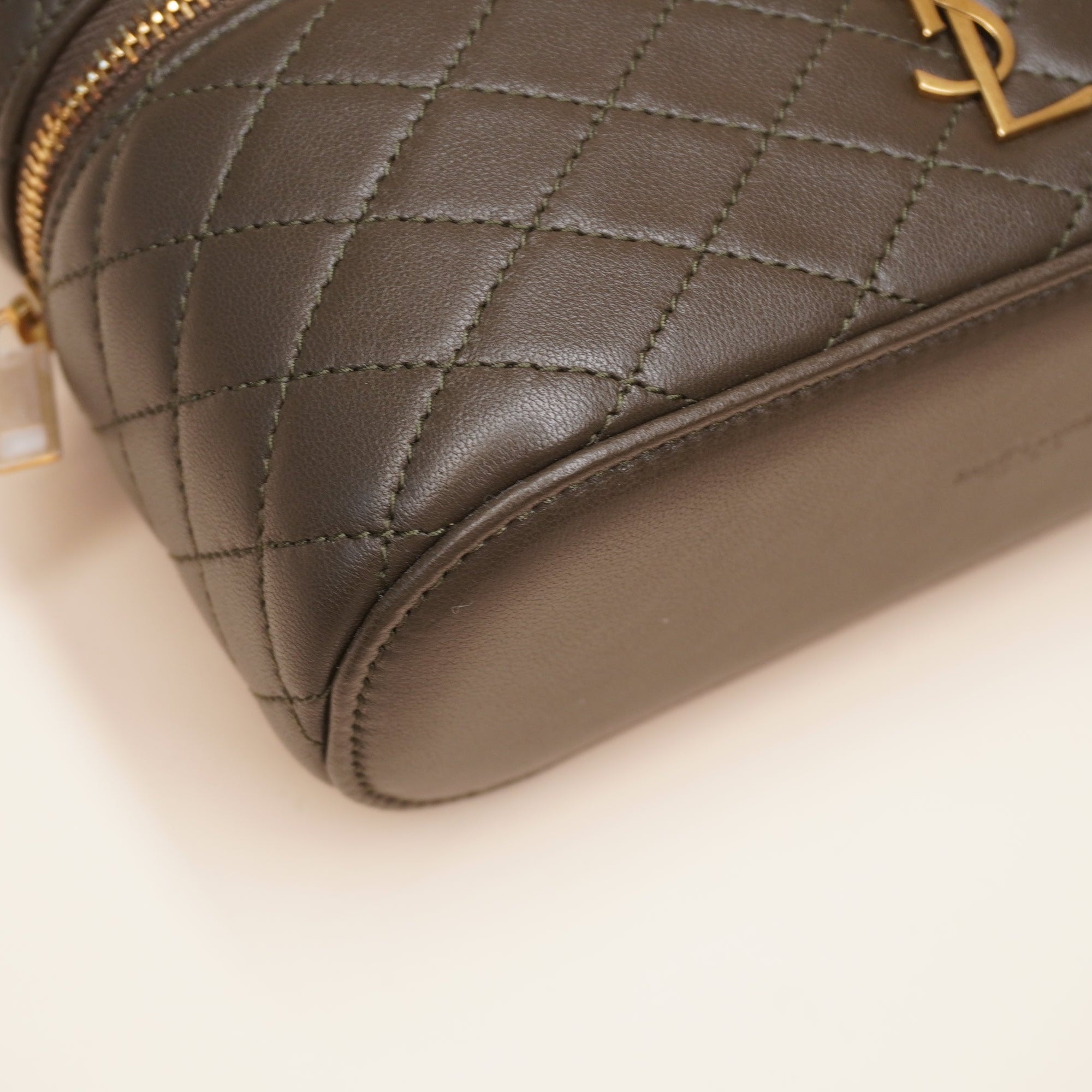 PRE-OWNED Lambskin Quilted Gaby Vanity Case Crossbody Bag