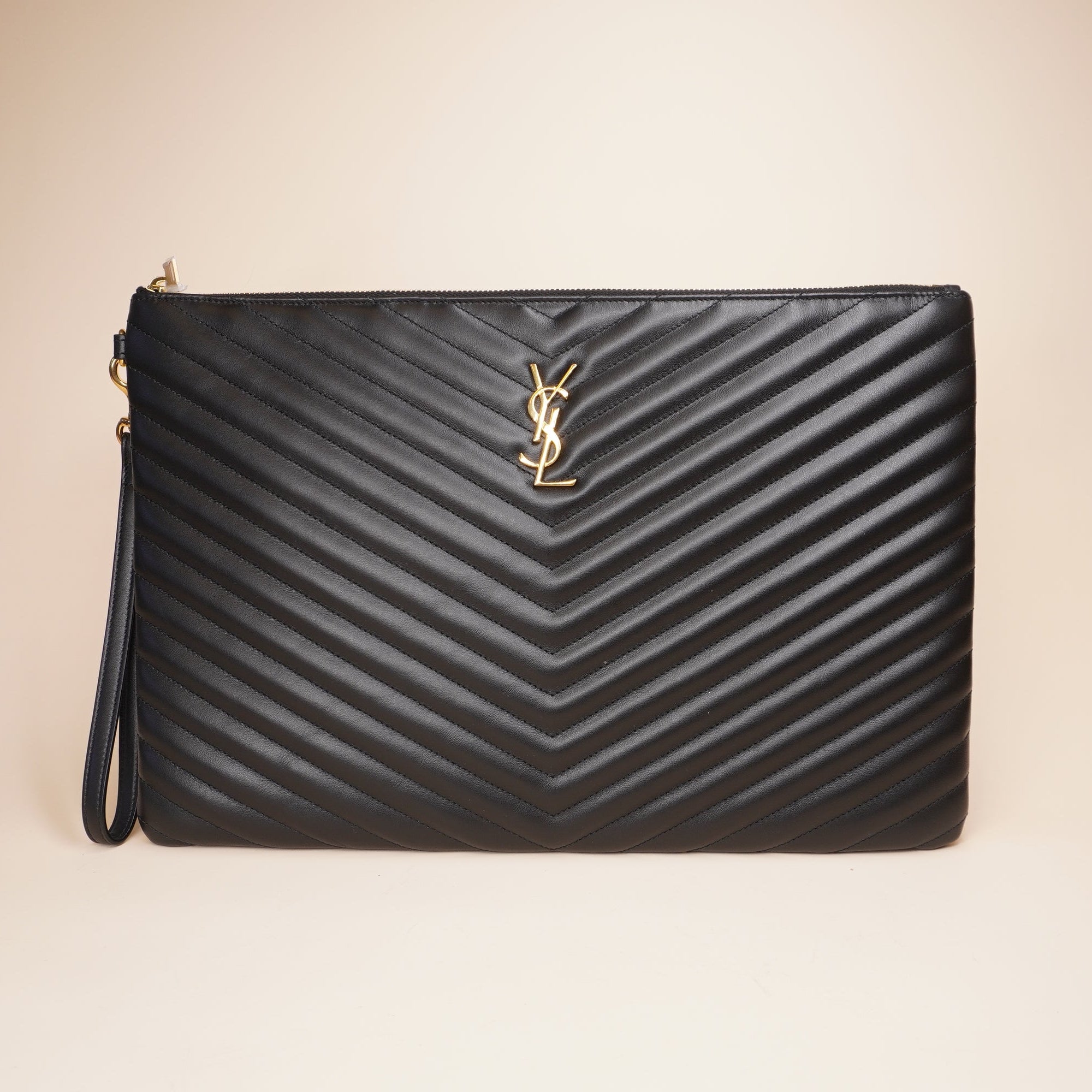 PRE-OWNED YSL Cassandre Matelassé Pouch In Leather