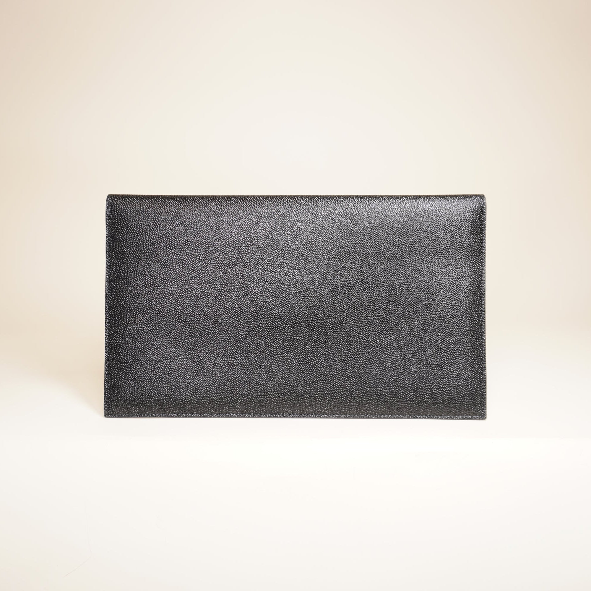 PRE-OWNED Black Grained Calfskin Leather Uptown Pouch