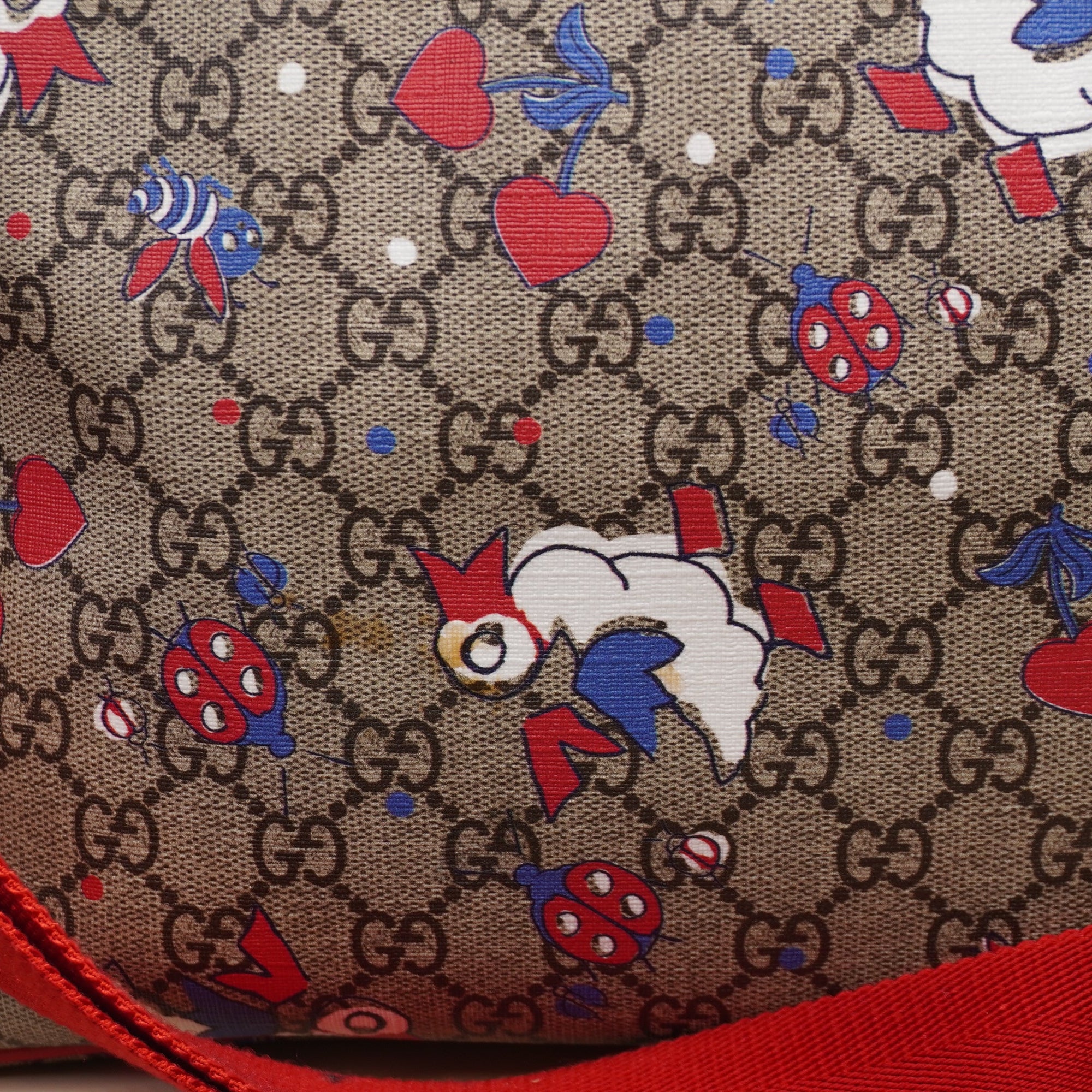 PRE-OWNED GG Supreme Monogram Print Duck Diaper Bag Pink Multicolor Shoulder Bag