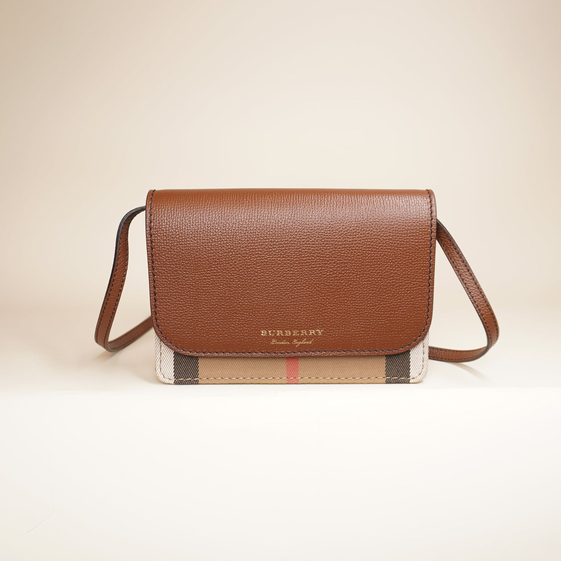 PRE-OWNED Hampshire Leather Nova Check Crossbody Bag