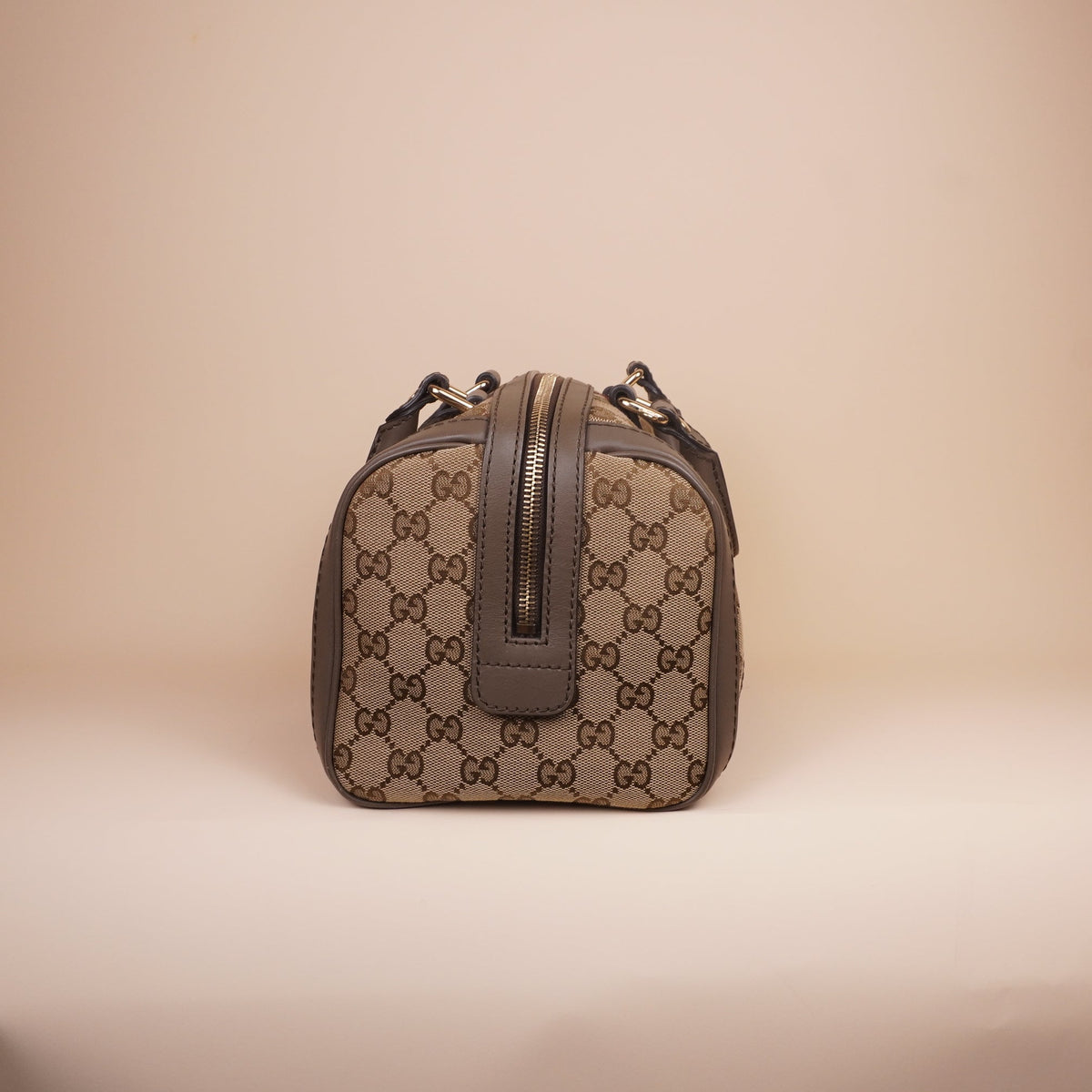 PRE-OWNED GG Beige Canvas Boston Shoulder Bag