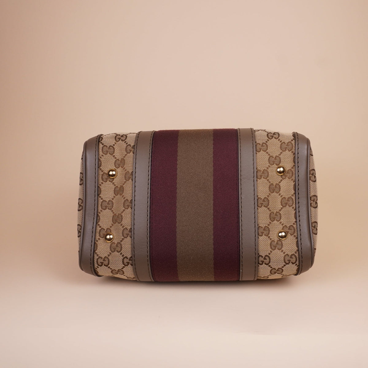 PRE-OWNED GG Beige Canvas Boston Shoulder Bag