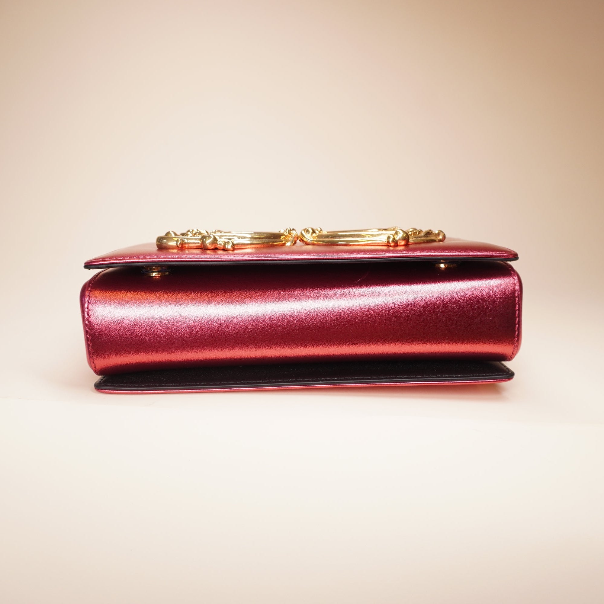 PRE-OWNED Pink Metallic Calfskin DG Girls Shoulder Bag