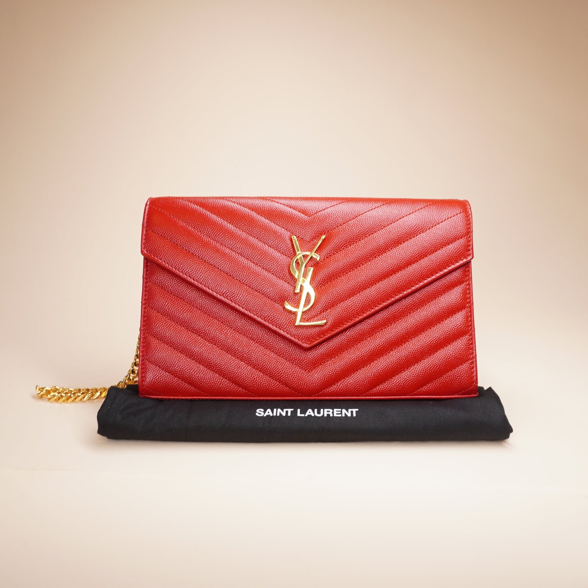 PRE-OWNED YSL Red Cassandre Envelope Crossbody Bag