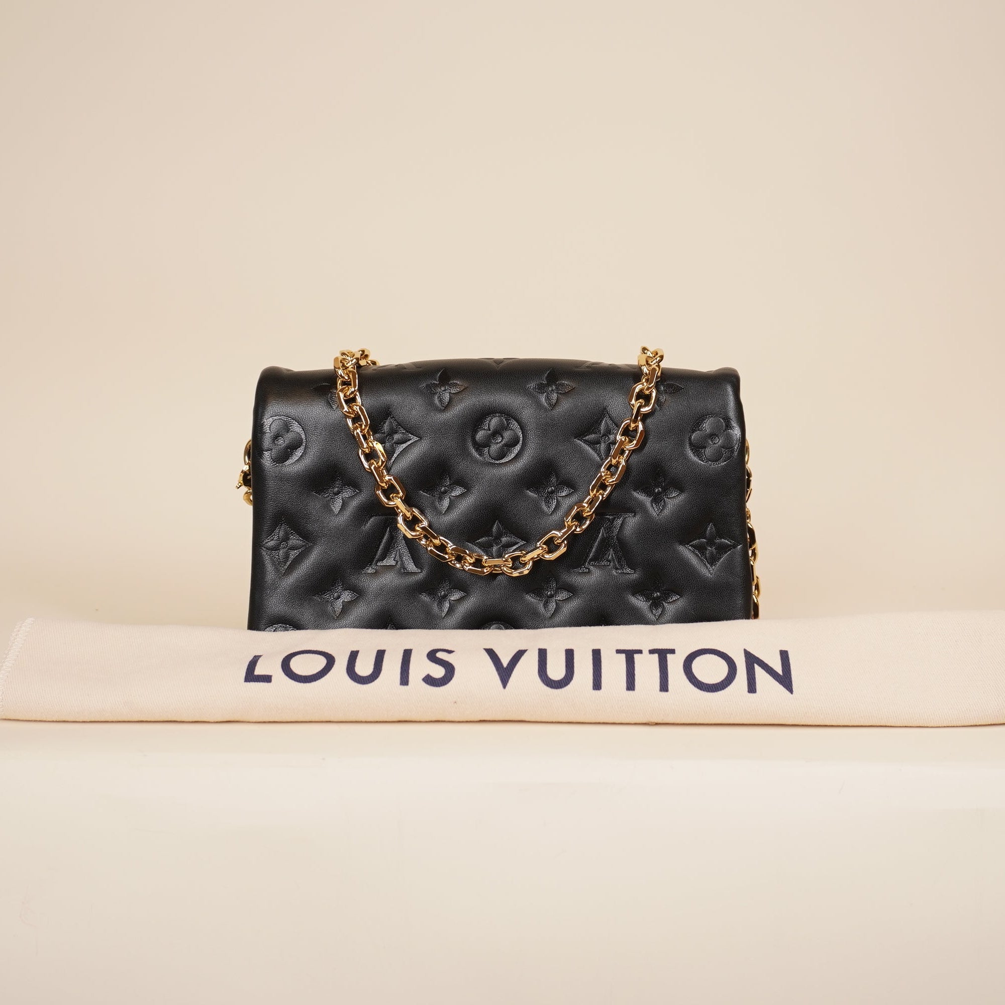 PRE-OWNED LV Monogram Embossed Pochette Coussin Shoulder Bag