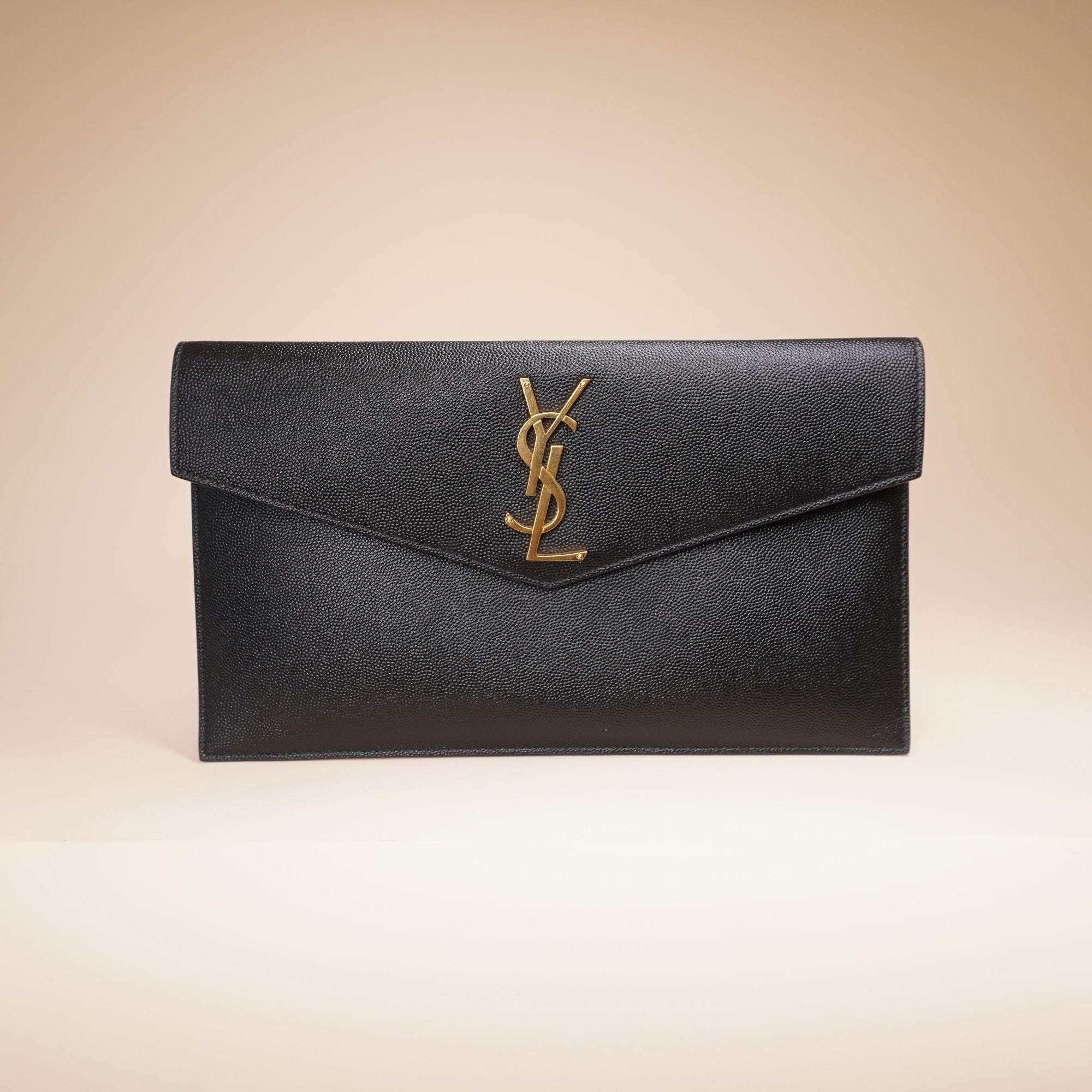 PRE-OWNED Black Leather Uptown Pouch