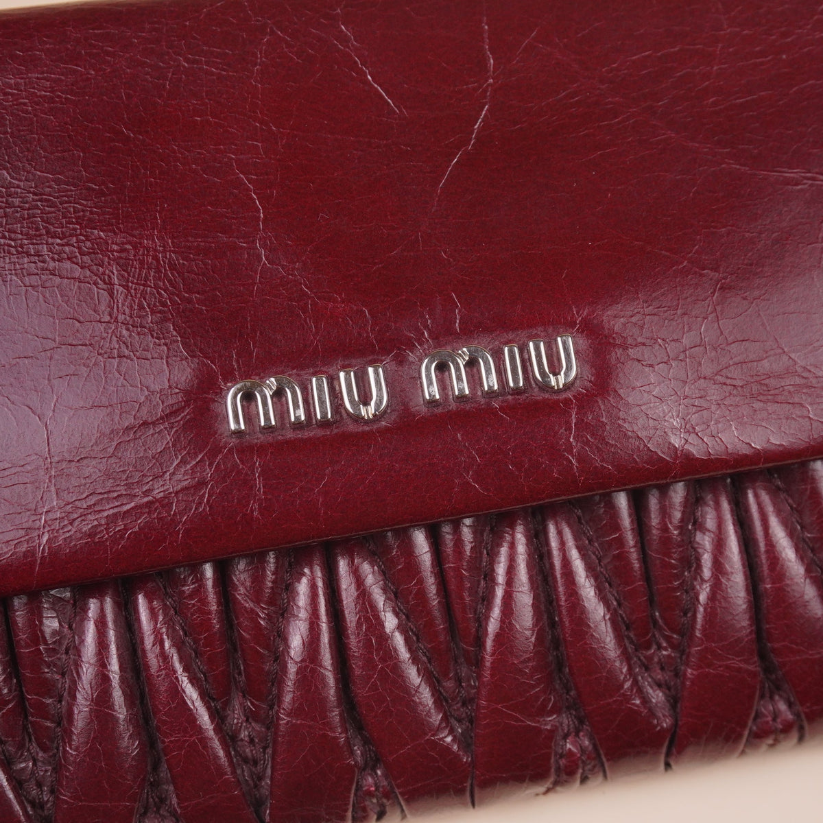 PRE-OWNED Matelasse Burgundy Leather Long Wallet