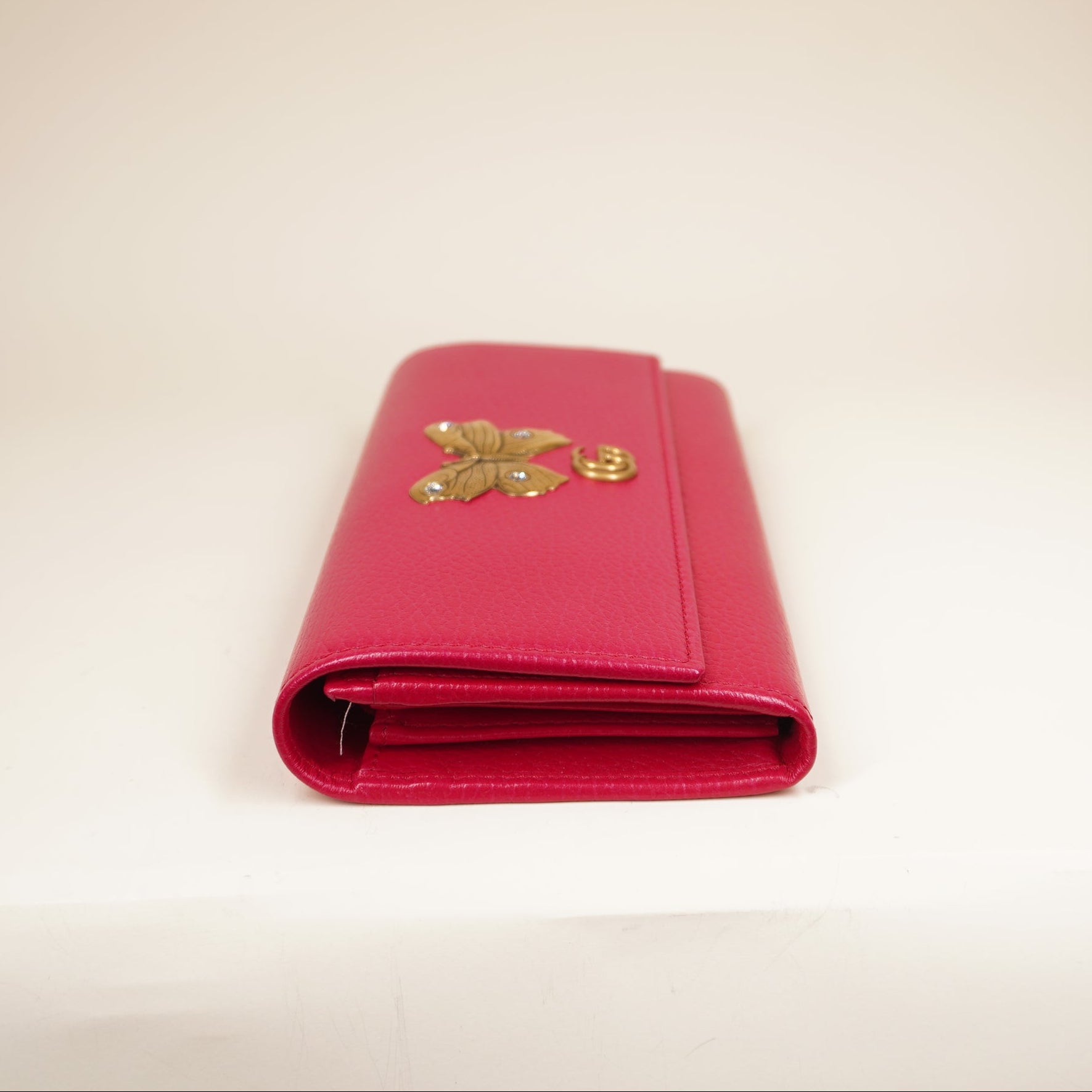 PRE-OWNED GG Pink Continental Wallet With Butterfly