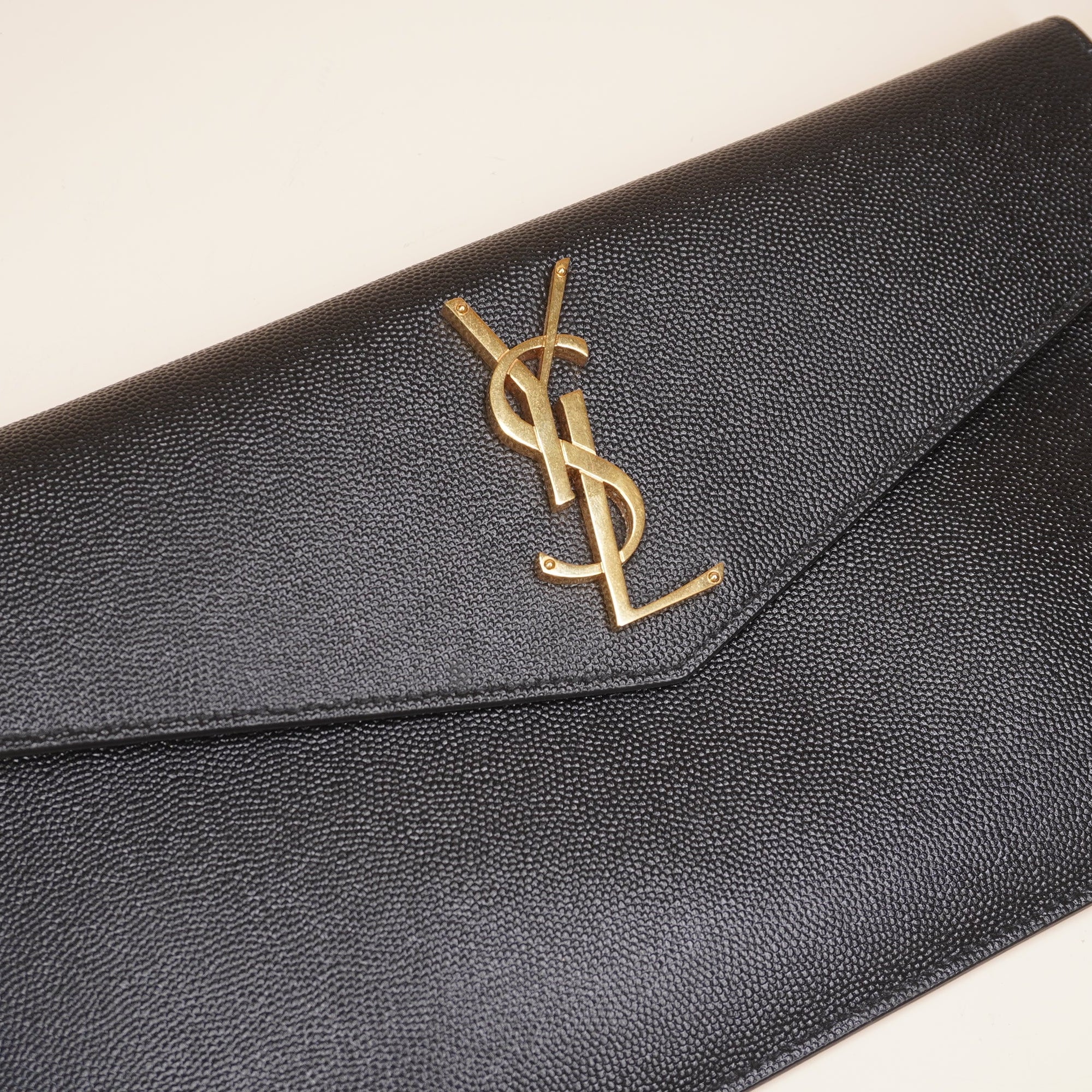 PRE-OWNED Black Leather Uptown Pouch