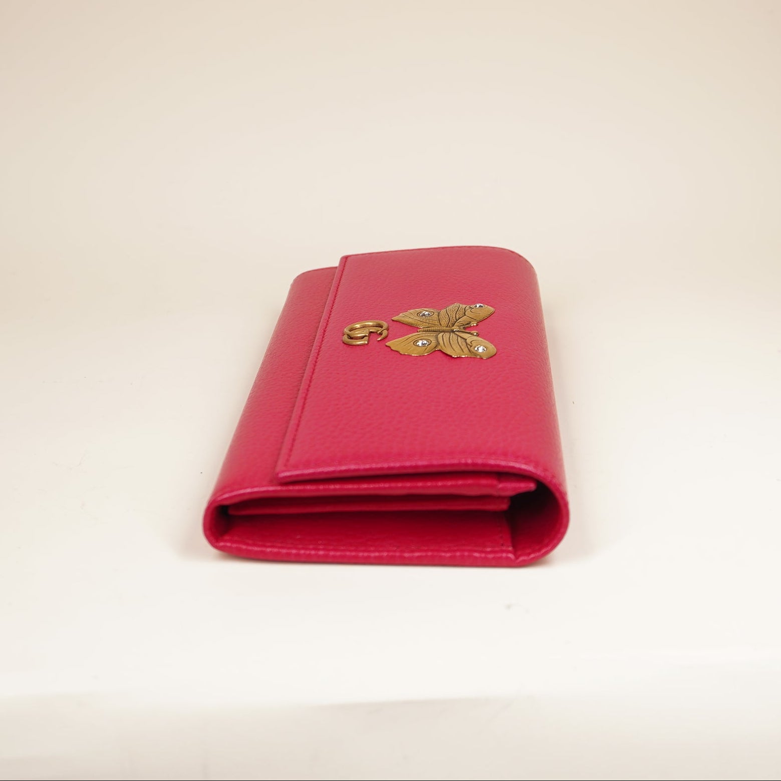 PRE-OWNED GG Pink Continental Wallet With Butterfly