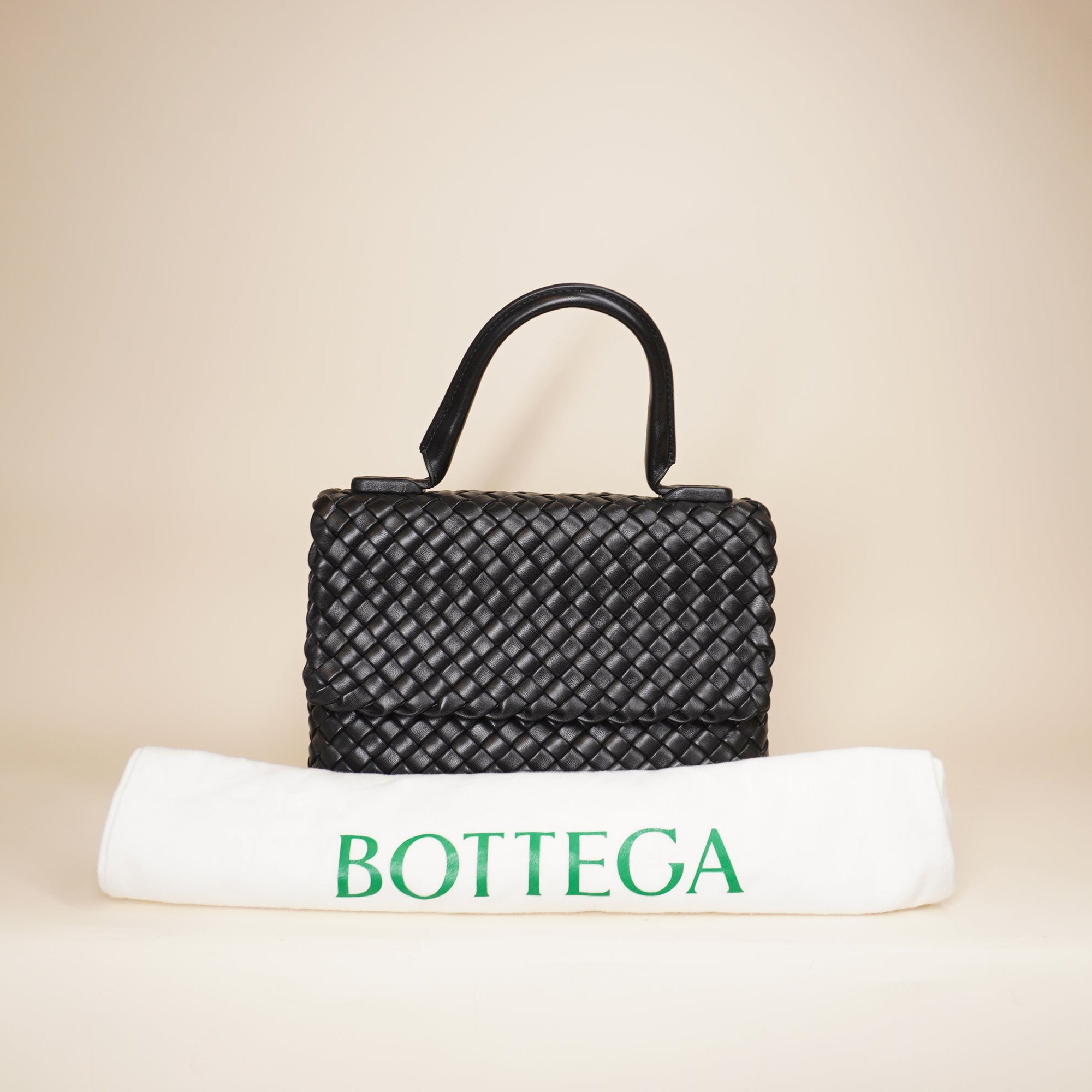 PRE-OWNED Black Patti Intrecciato Leather Shoulder Bag