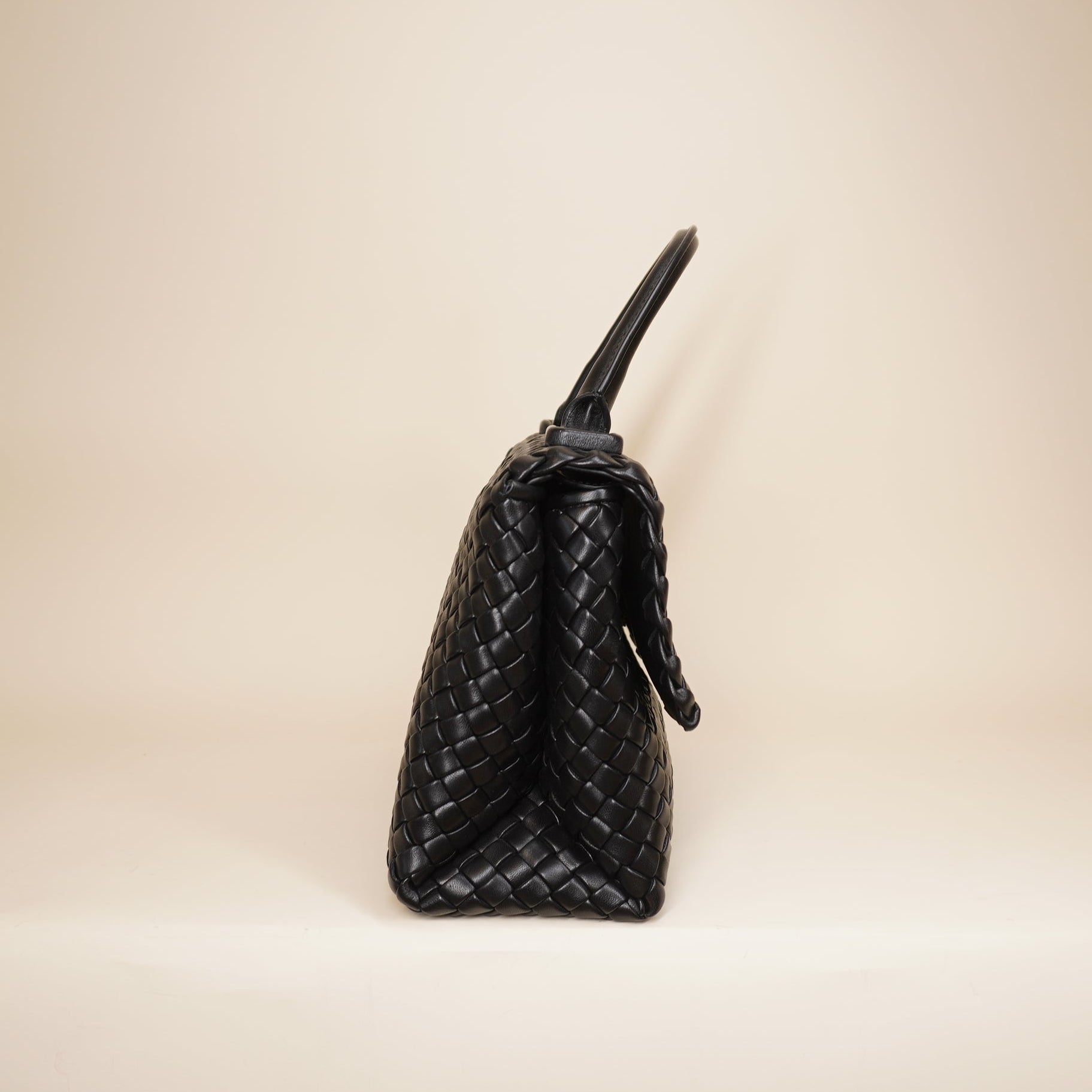 PRE-OWNED Black Patti Intrecciato Leather Shoulder Bag