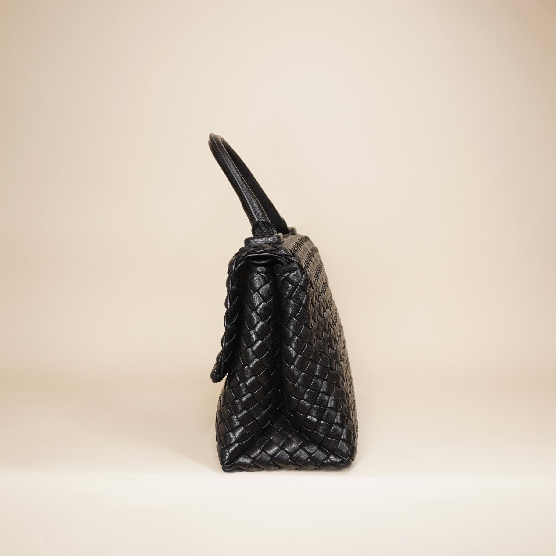 PRE-OWNED Black Patti Intrecciato Leather Shoulder Bag