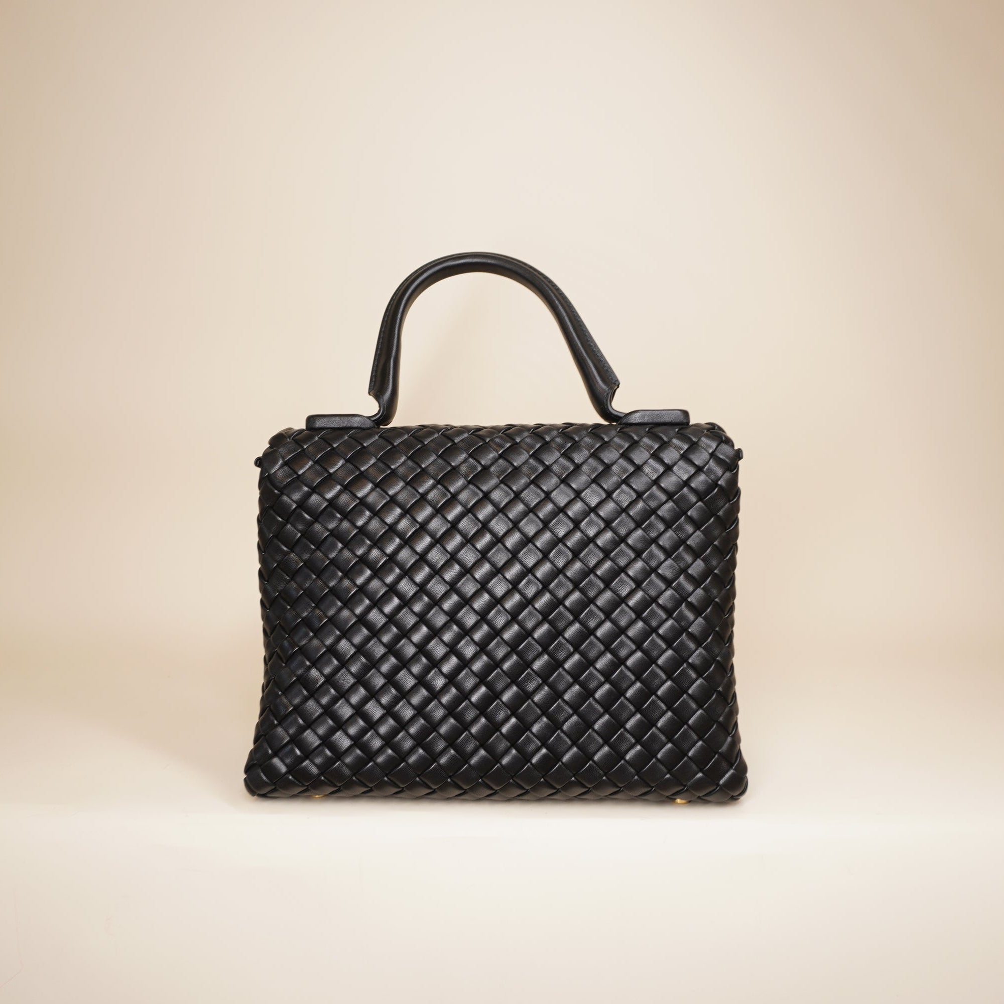 PRE-OWNED Black Patti Intrecciato Leather Shoulder Bag