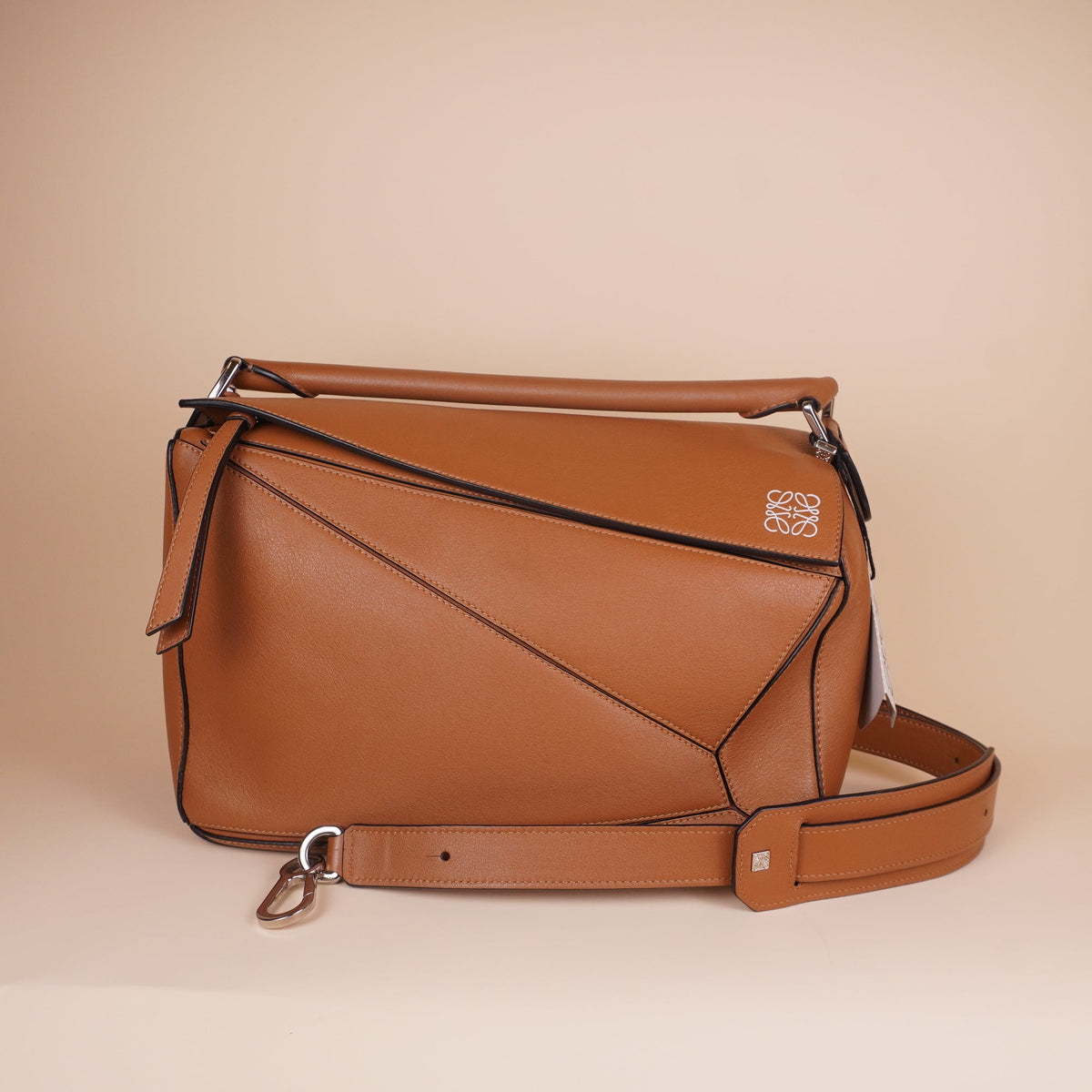 PRE-OWNED Tan Calfskin Medium Puzzle Shoulder Bag