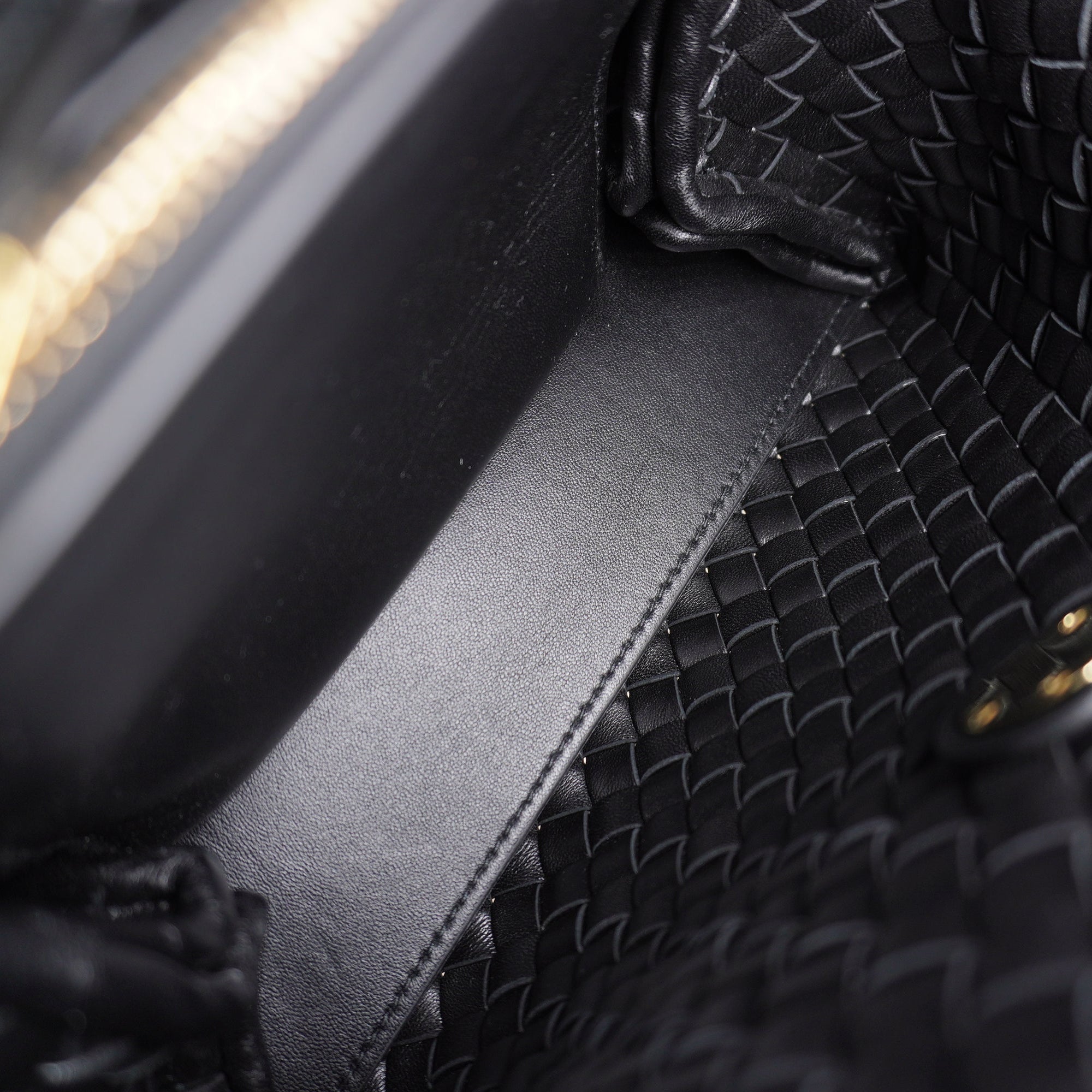 PRE-OWNED Black Patti Intrecciato Leather Shoulder Bag