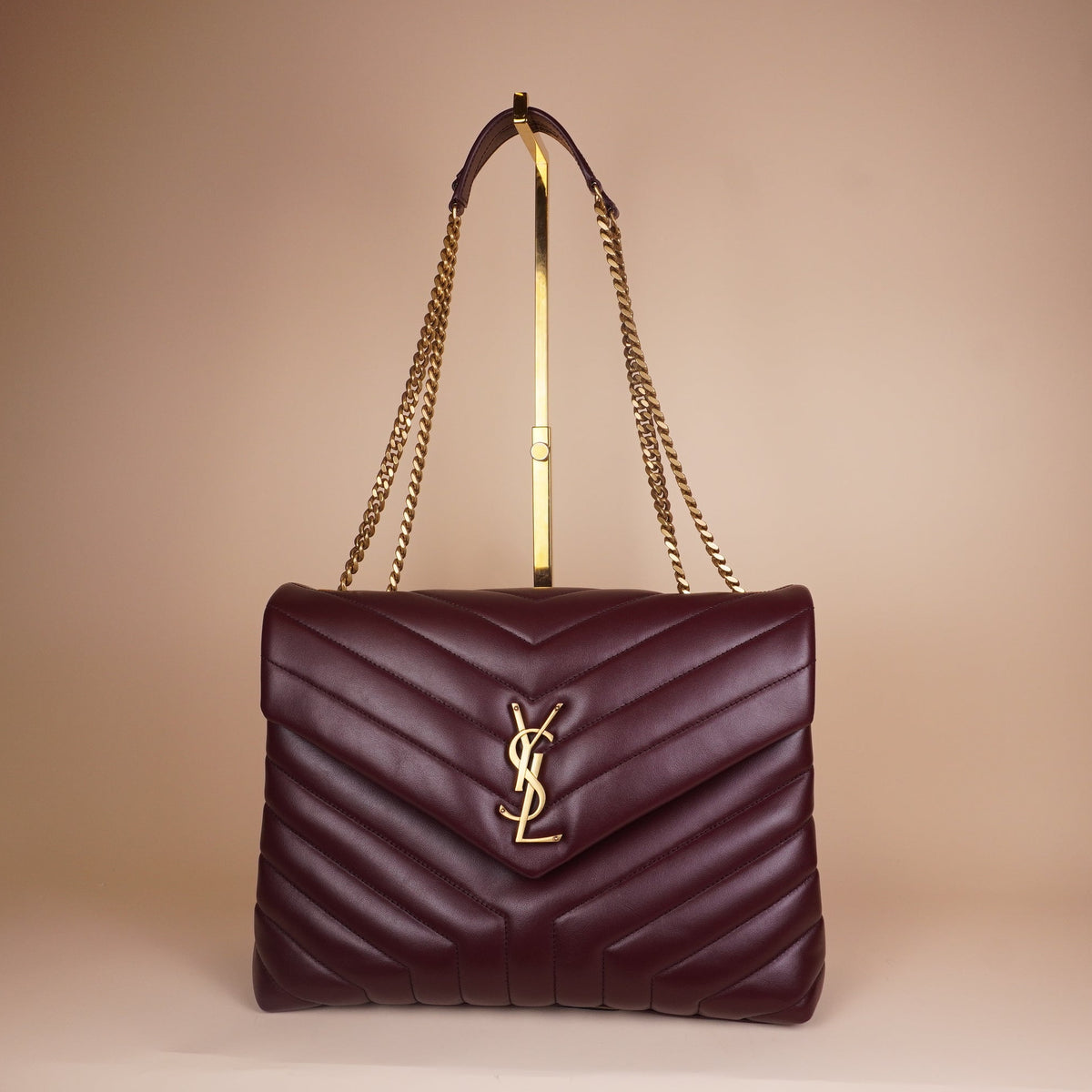 PRE-OWNED YSL Loulou Large Burgundy Shoulder Bag