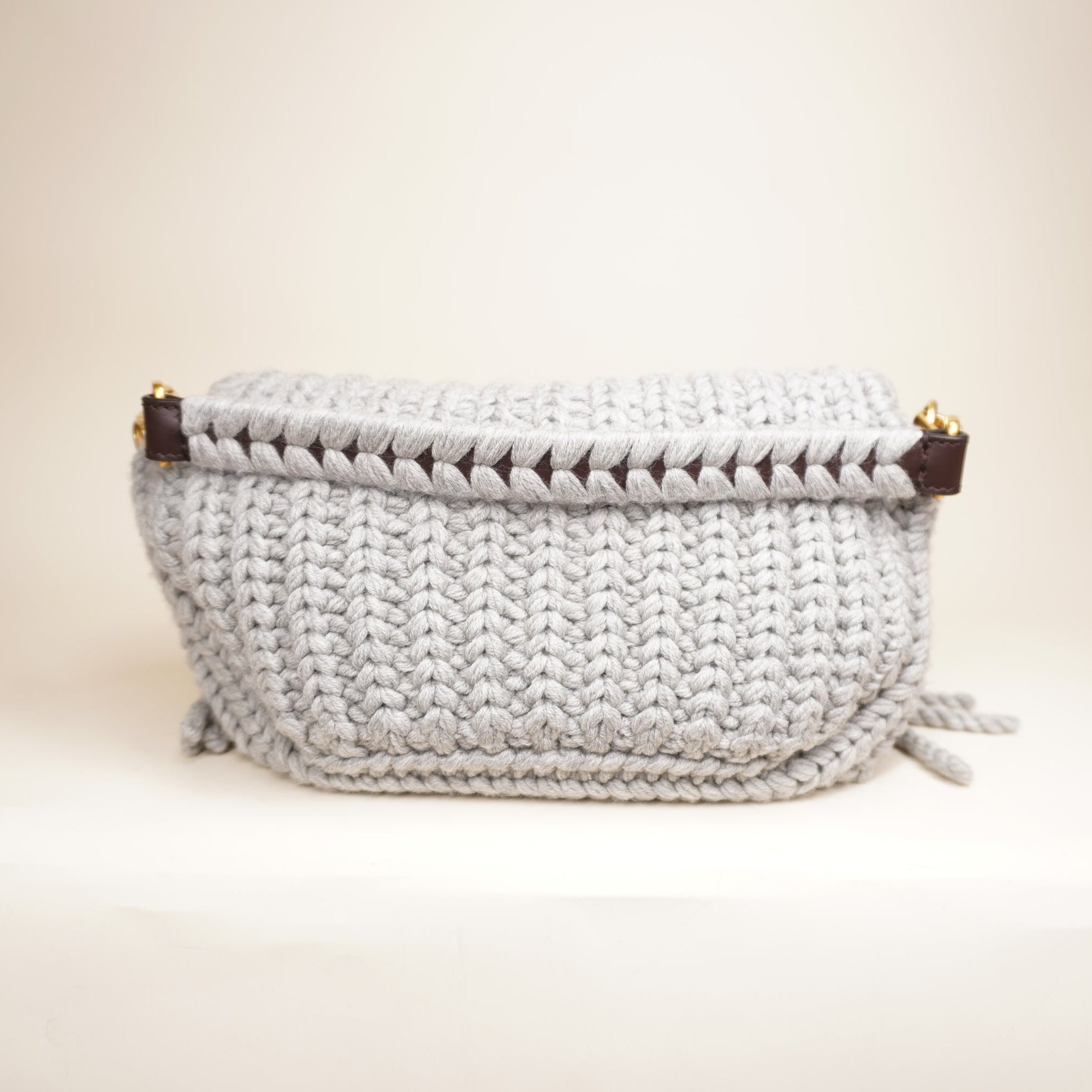 PRE-OWNED FF 2020 Wool Knit Baguette Shoulder Bag 