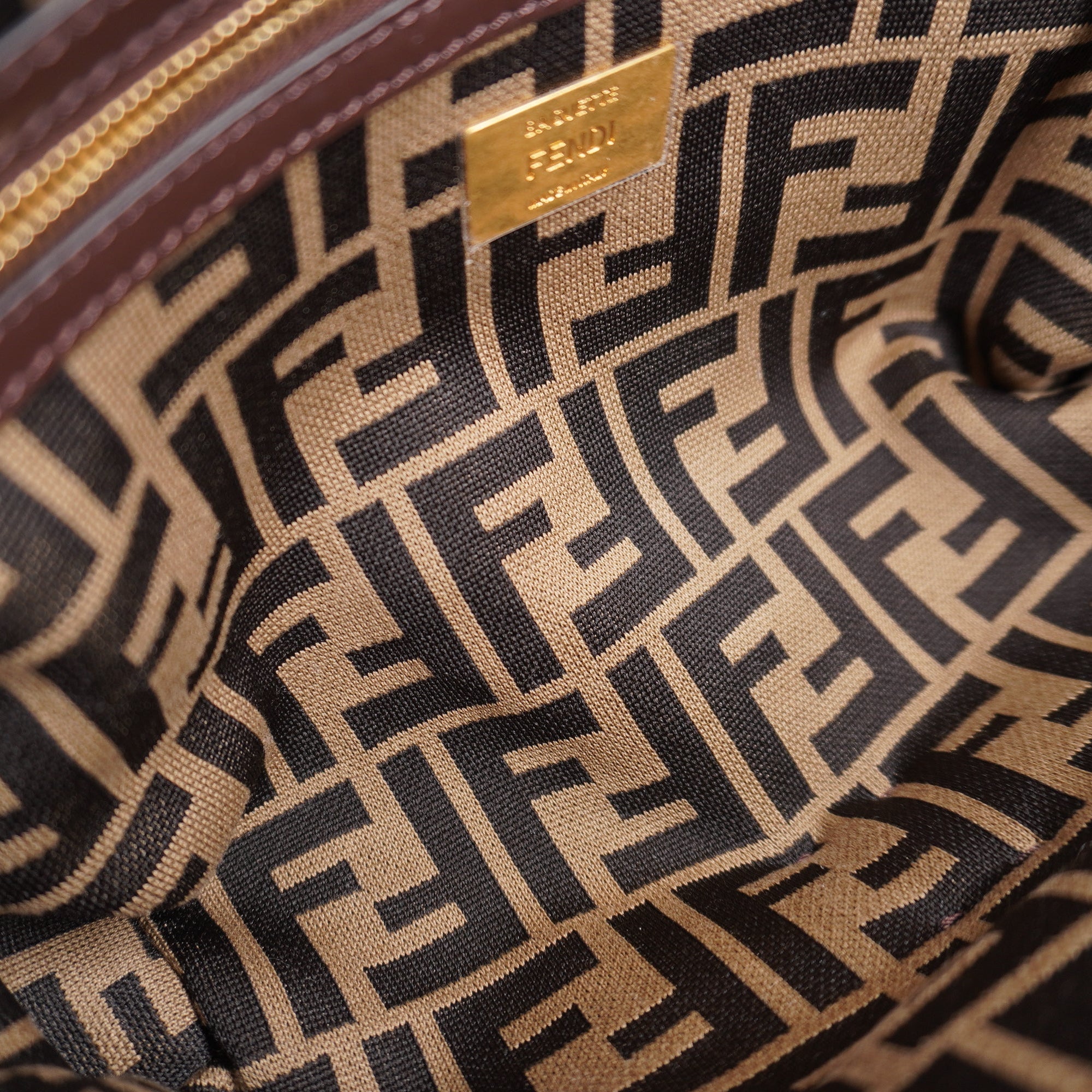 PRE-OWNED FF 2020 Wool Knit Baguette Shoulder Bag 