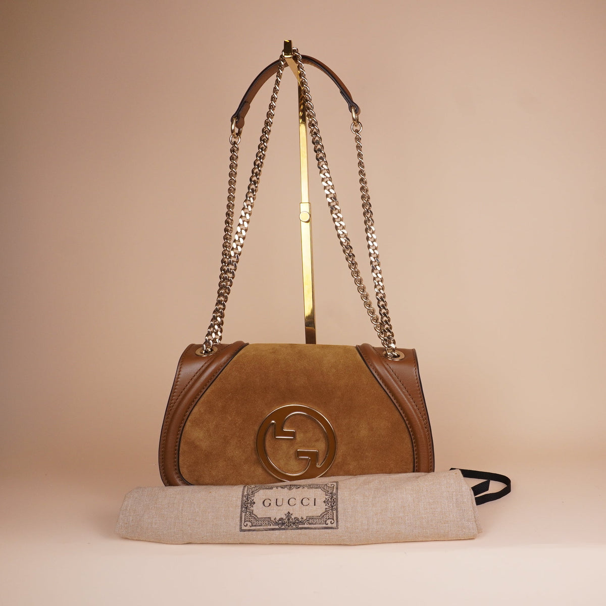 PRE-OWNED GG 1973 Suede Brown Medium Shoulder Bag