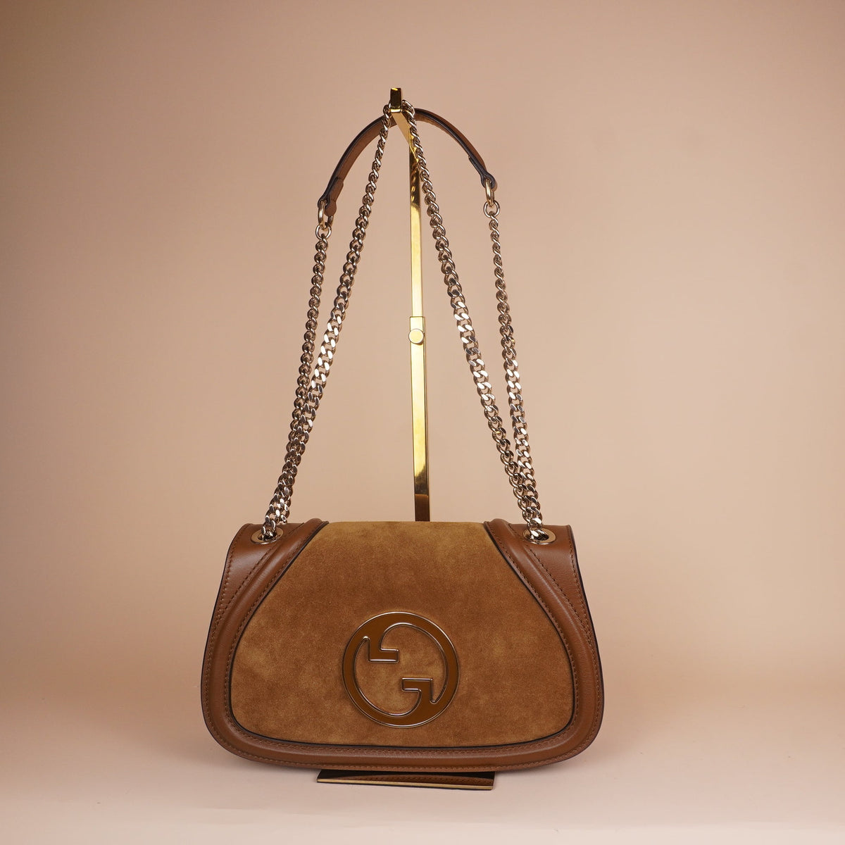 PRE-OWNED GG 1973 Suede Brown Medium Shoulder Bag
