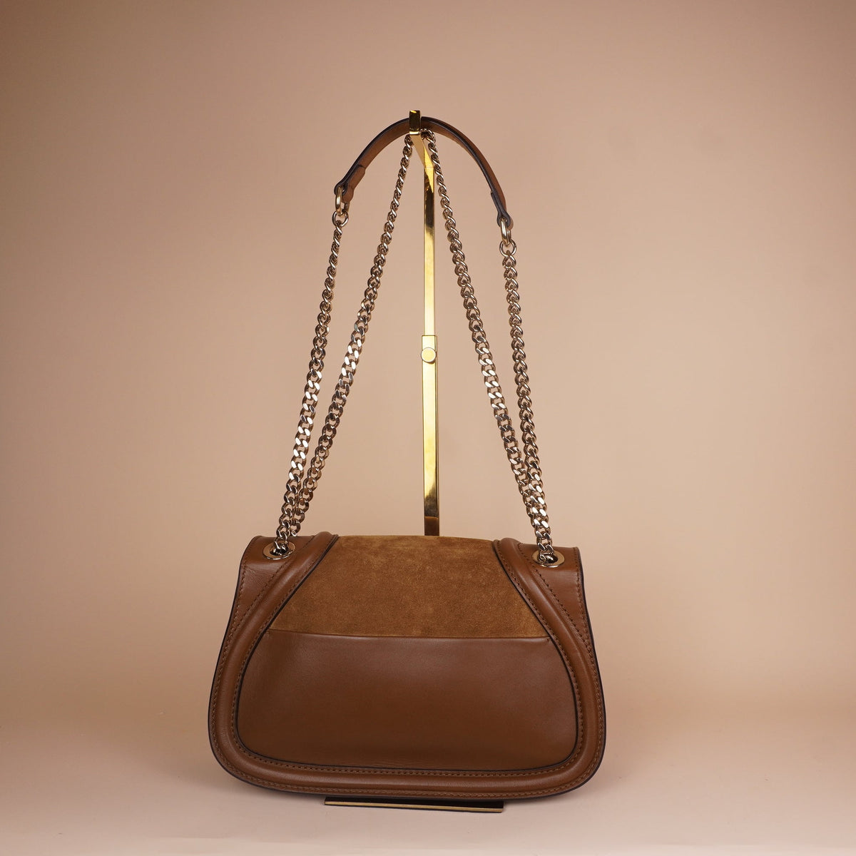 PRE-OWNED GG 1973 Suede Brown Medium Shoulder Bag
