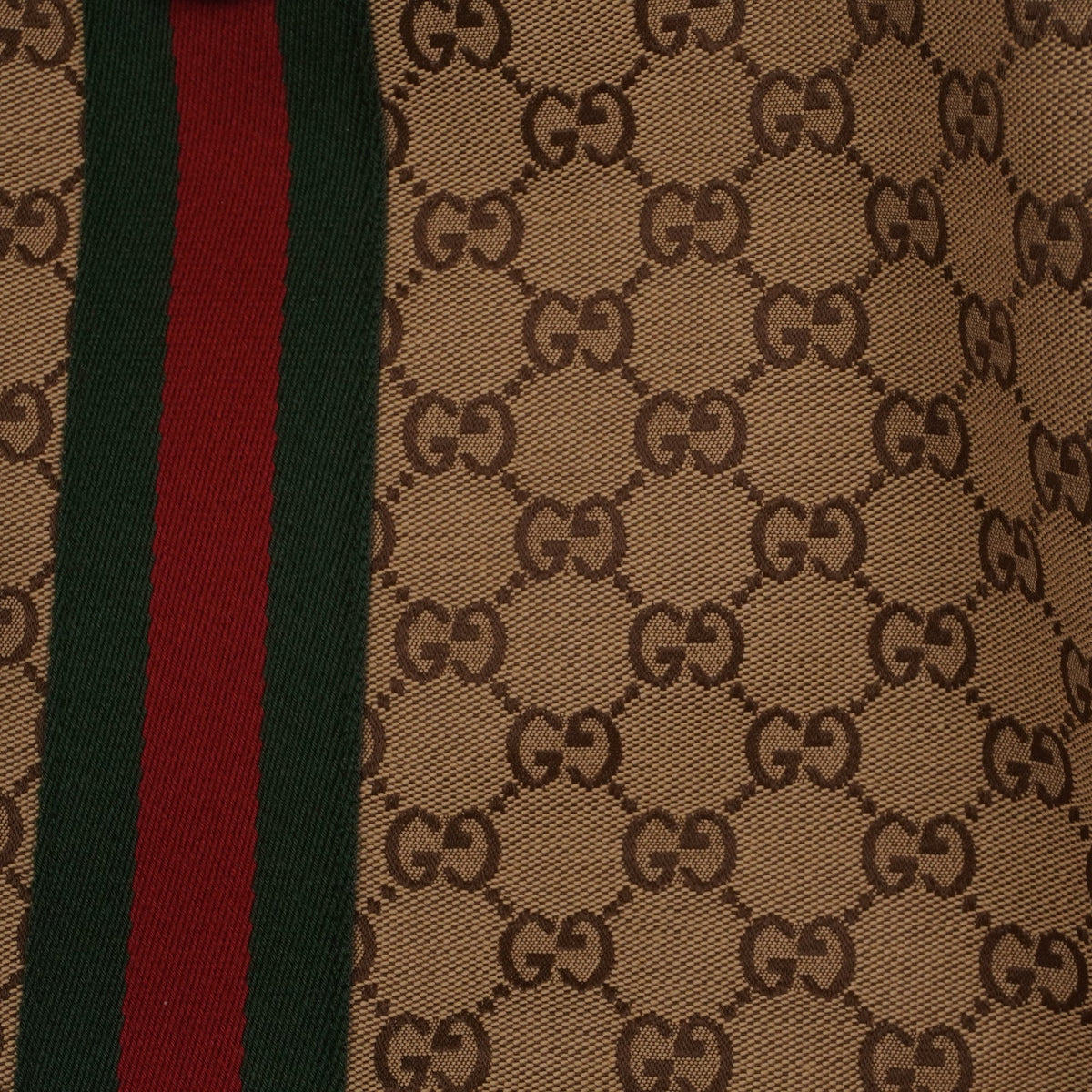 PRE-OWNED GG Monogram Web Large Giglio Tote Beige Brown