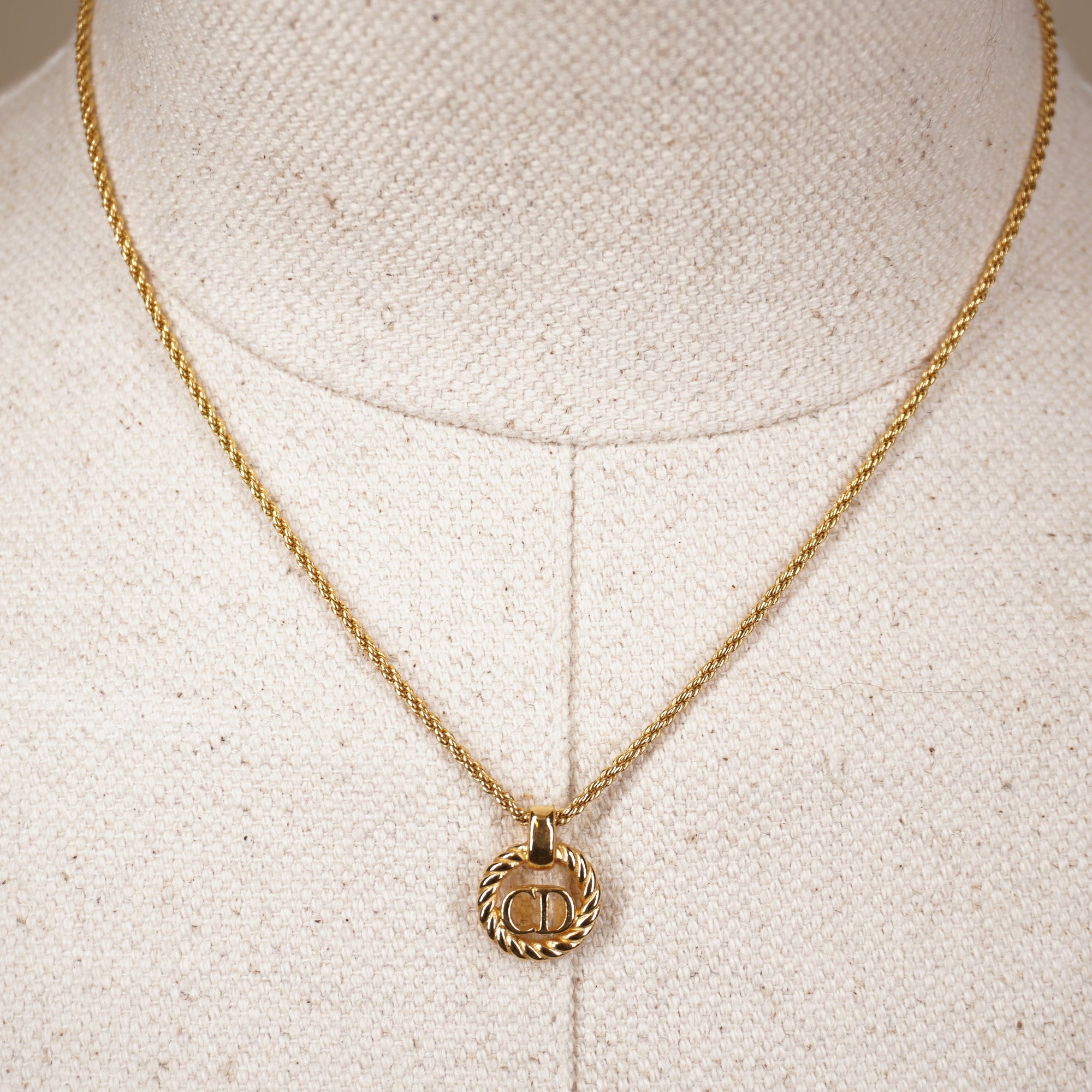 PRE-OWNED CD Necklace Gold Hardware