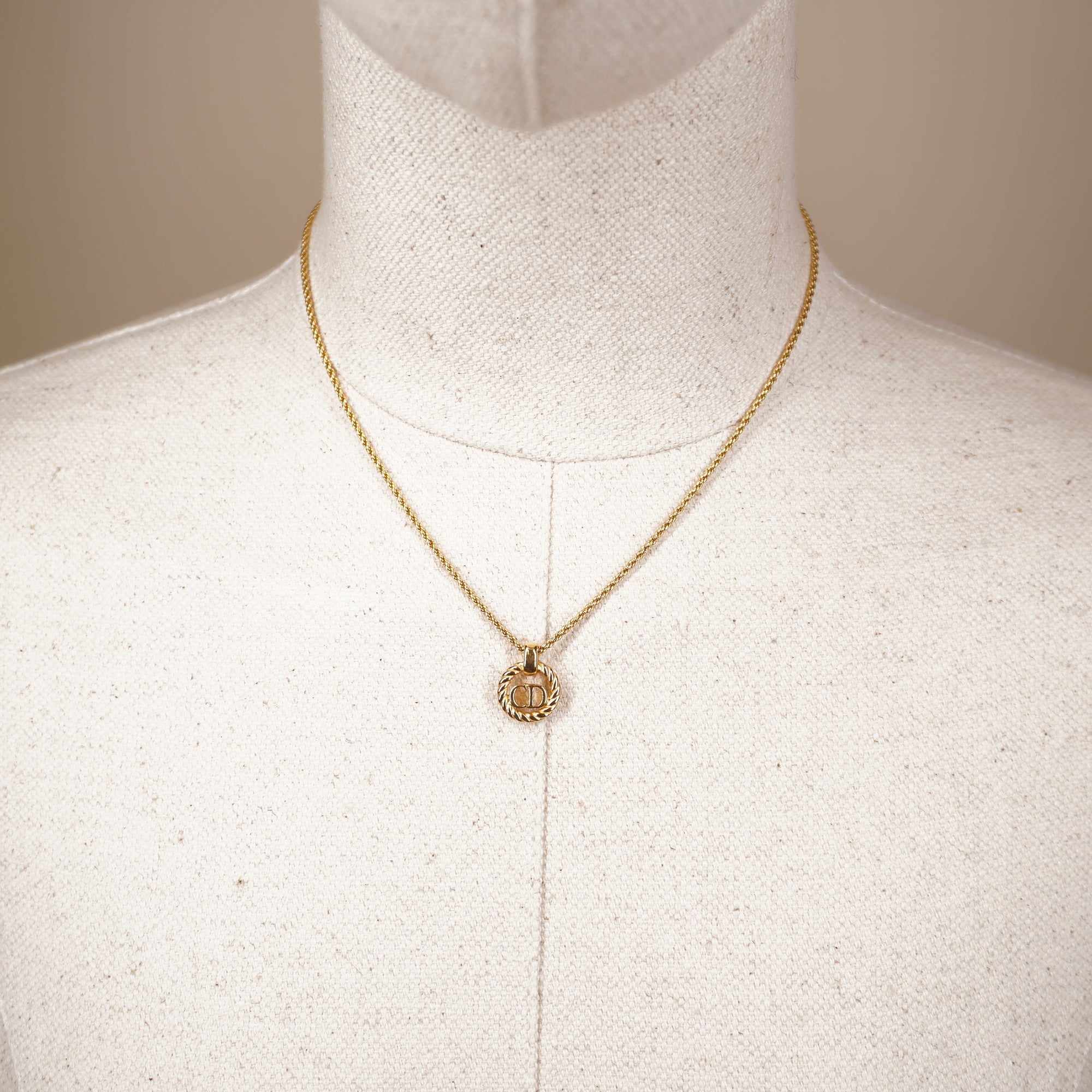 PRE-OWNED CD Necklace Gold Hardware