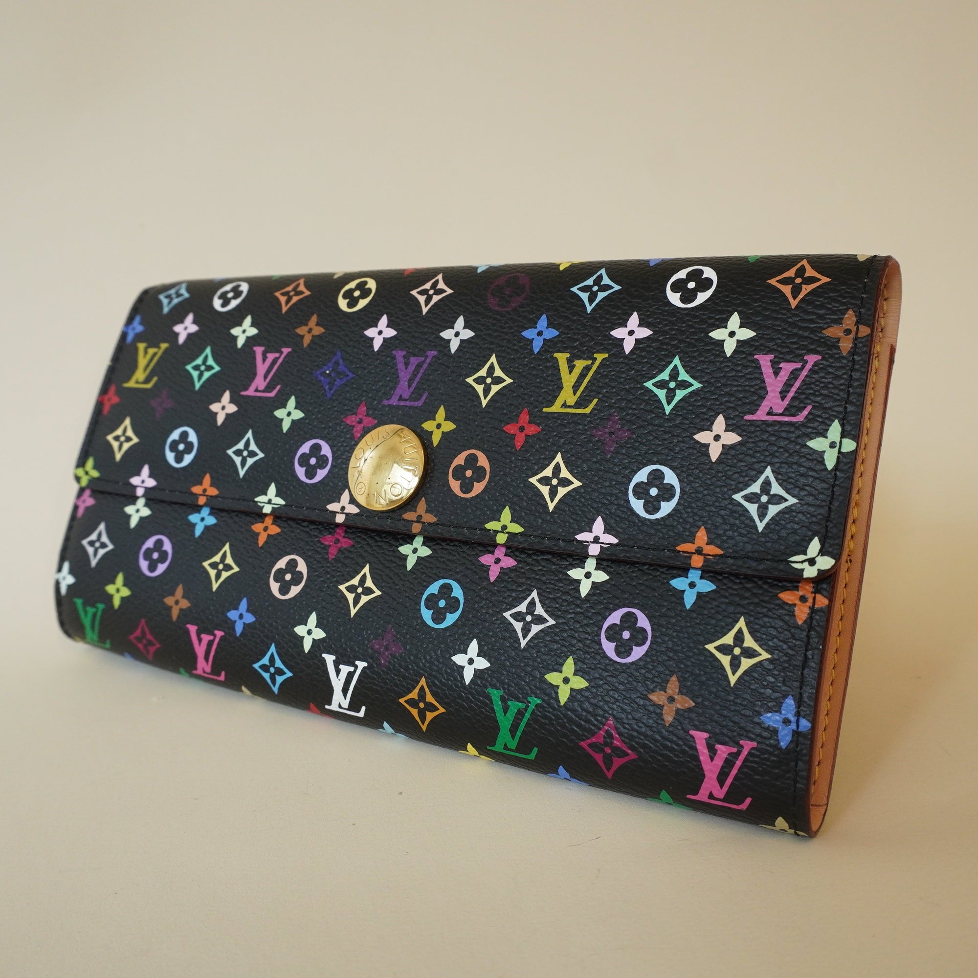 PRE-OWNED Monogram Multicolor Sarah Wallet Black