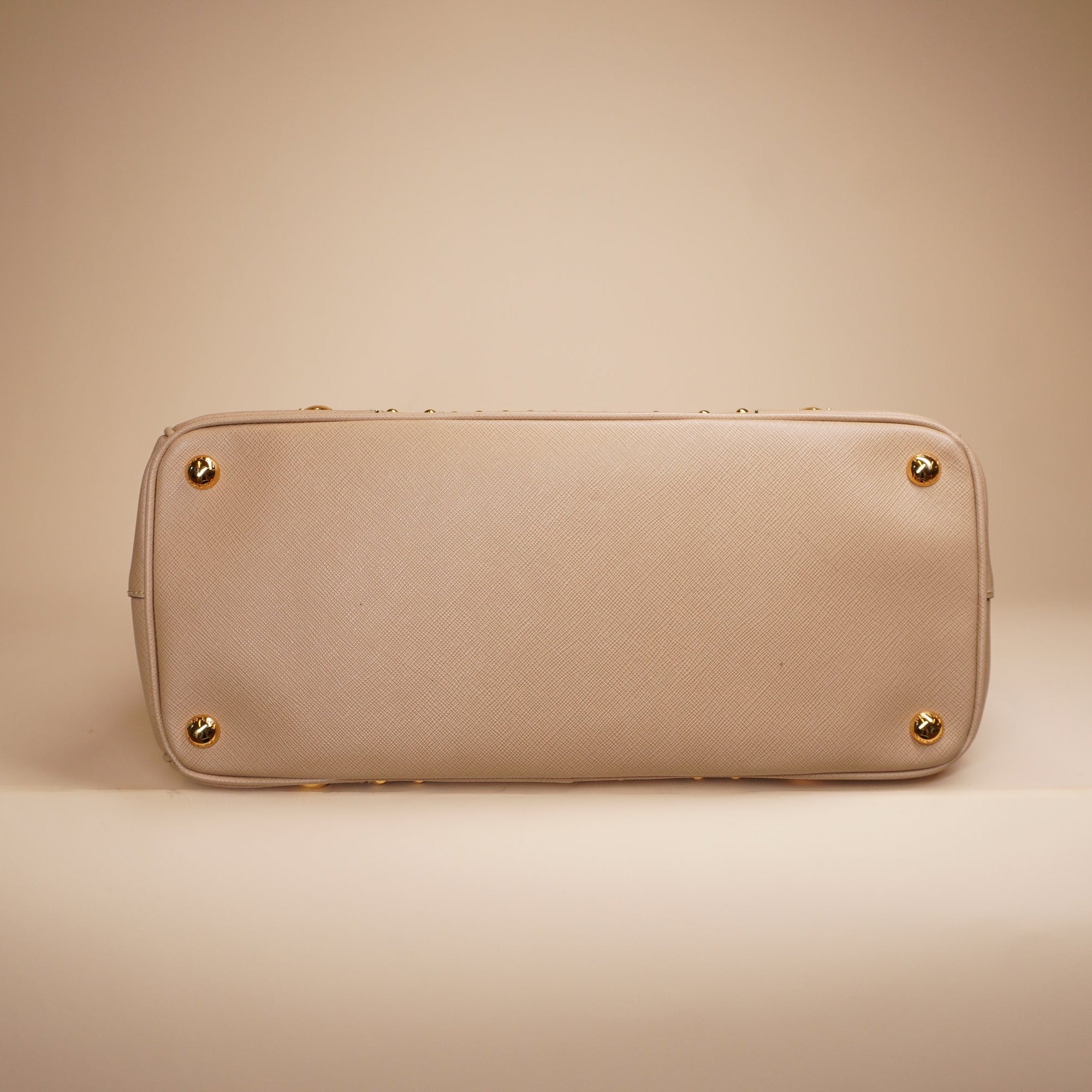 PRE-OWNED Beige Turn Lock Studded Shoulder Bag