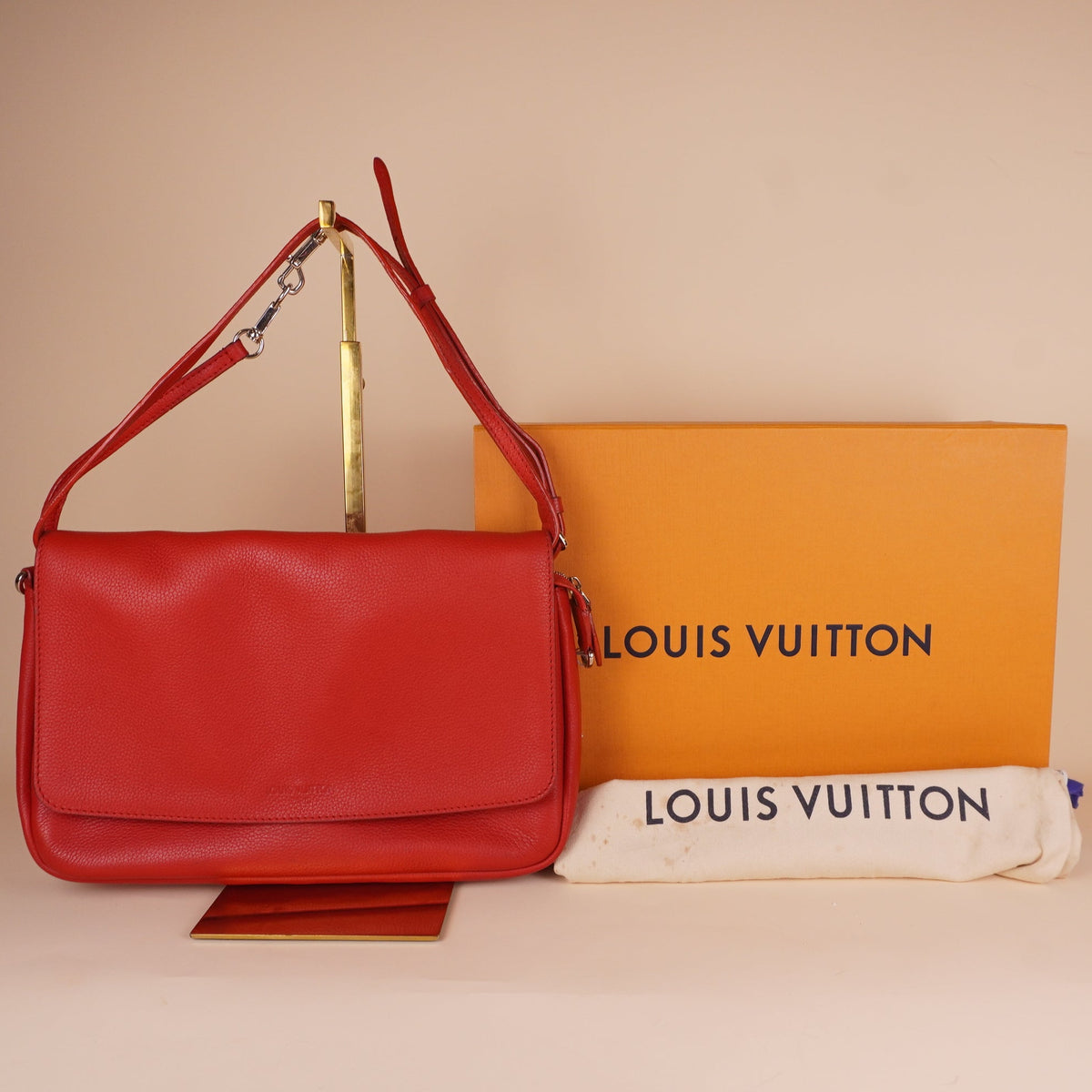 PRE-OWNED LV Red Leather Parnasea Esan Ciel Shoulder Bag