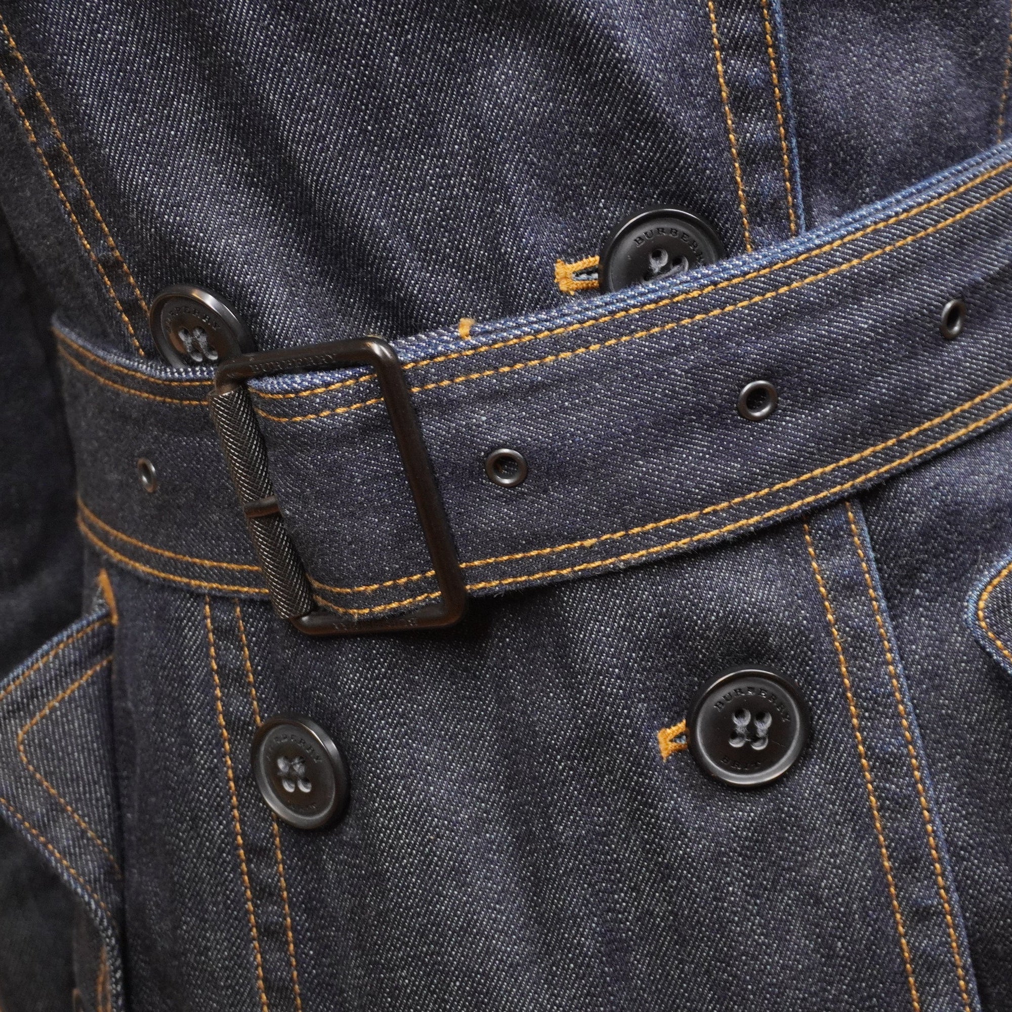 PRE-OWNED Burberry Brit Denim Belted Trench Coat XS