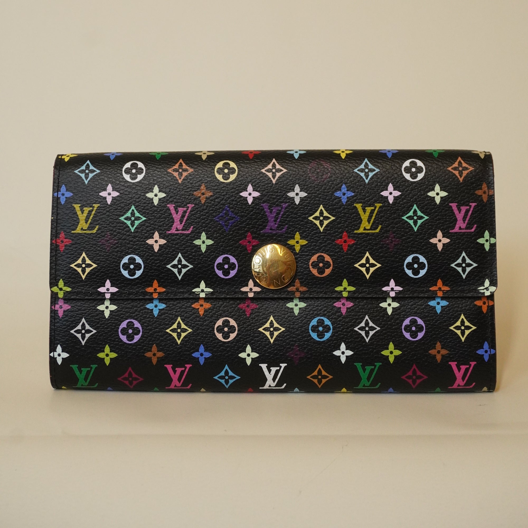 PRE-OWNED Monogram Multicolor Sarah Wallet Black