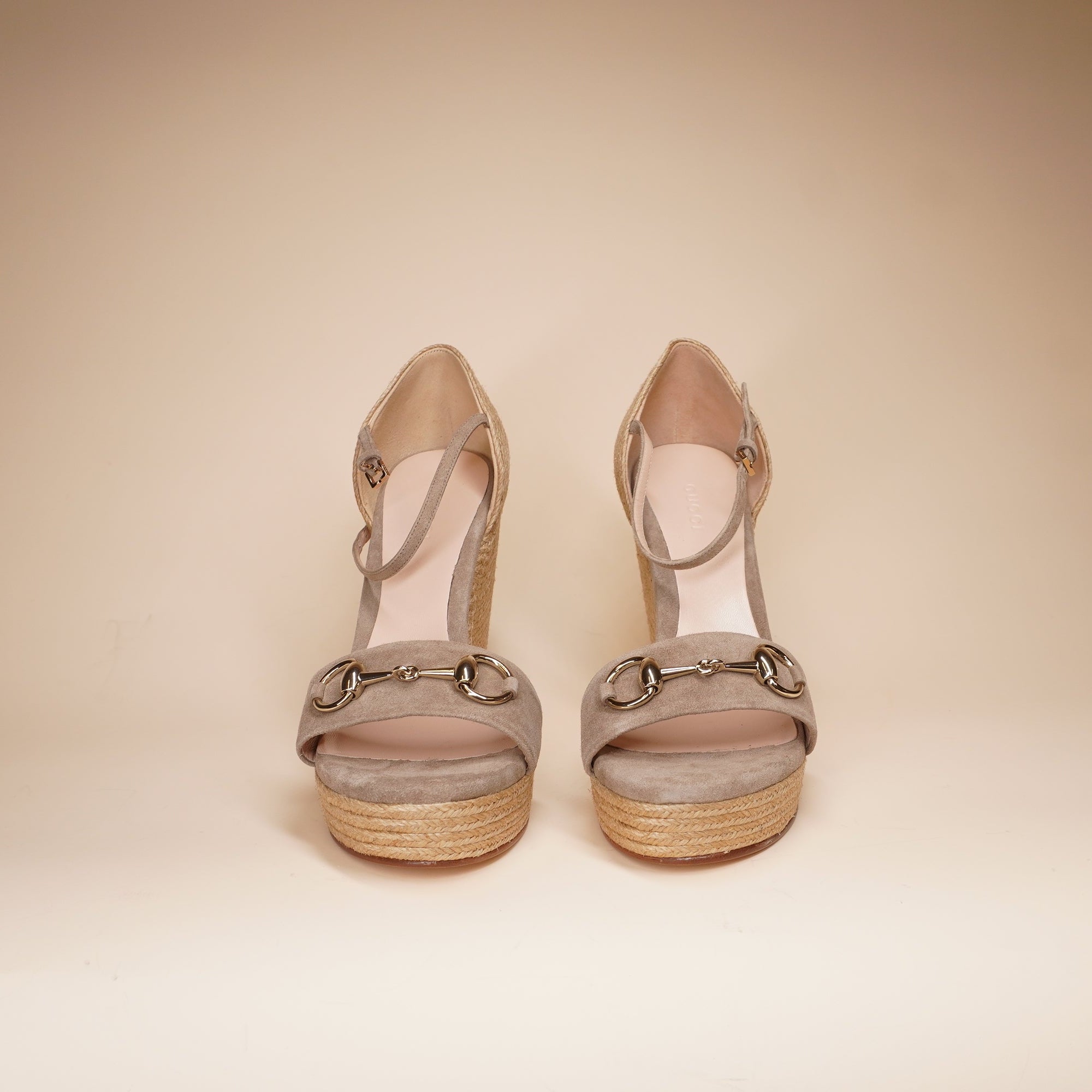 PRE-OWNED GG Beige Suede Espadrilles Size 38