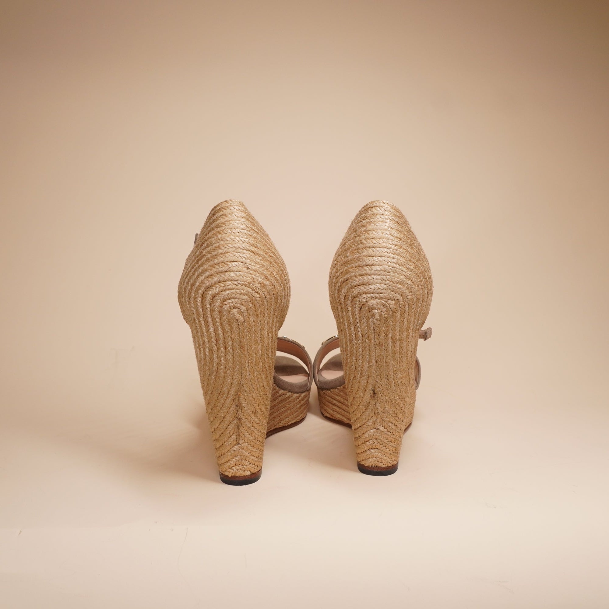 PRE-OWNED GG Beige Suede Espadrilles Size 38